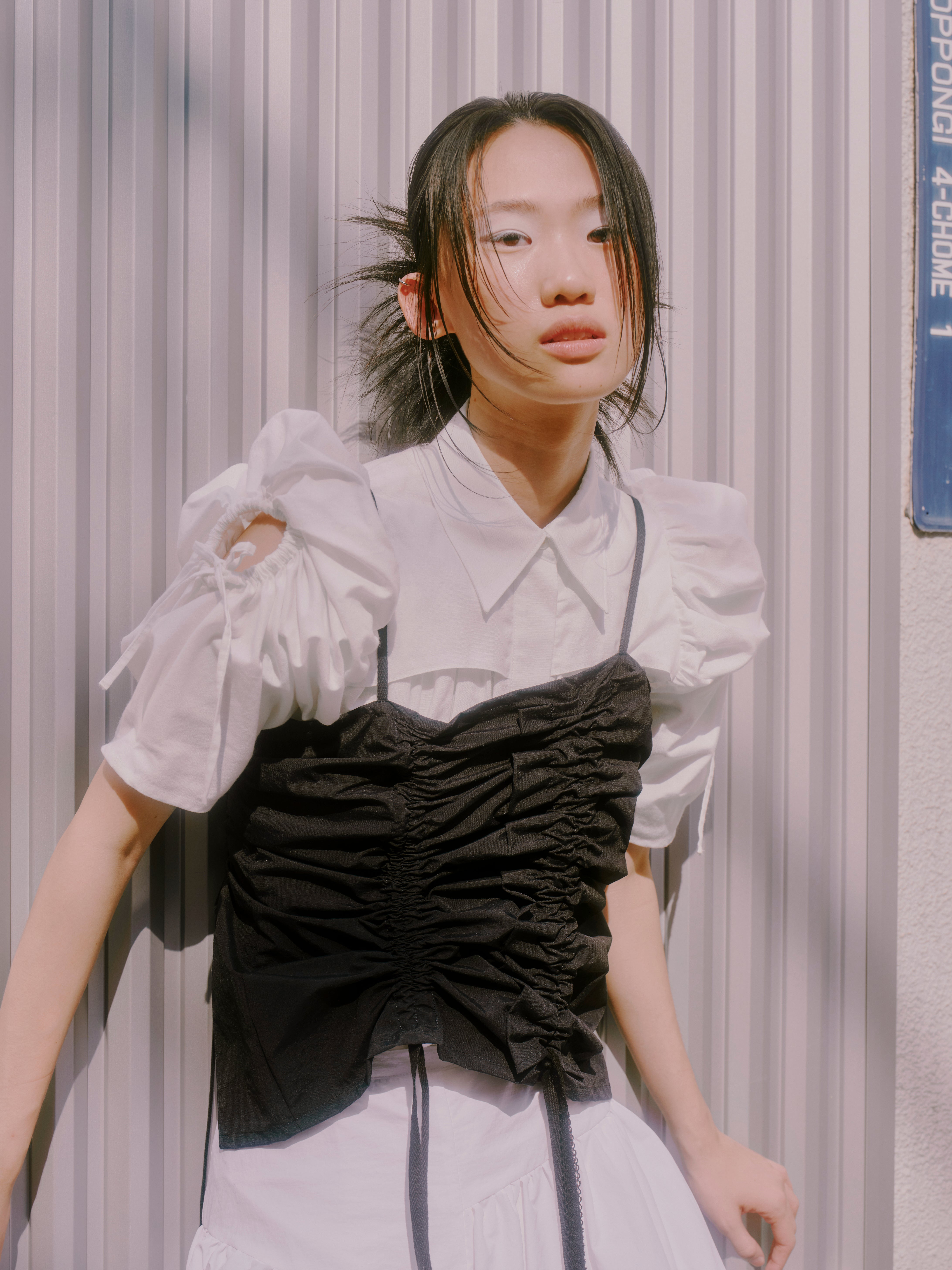 Hole sleeve blouse - White