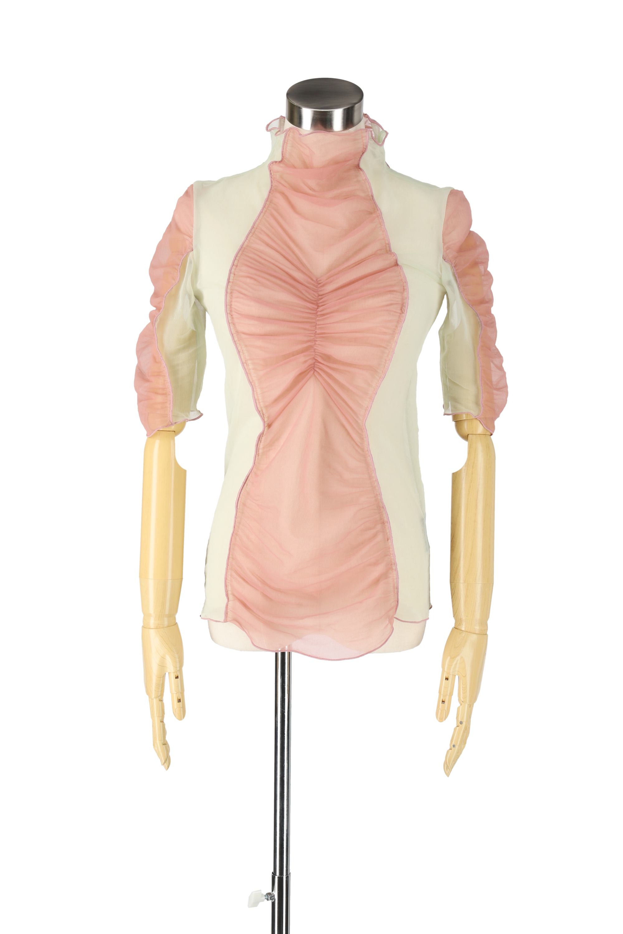 Sheer skin tops - Pink × Light Green