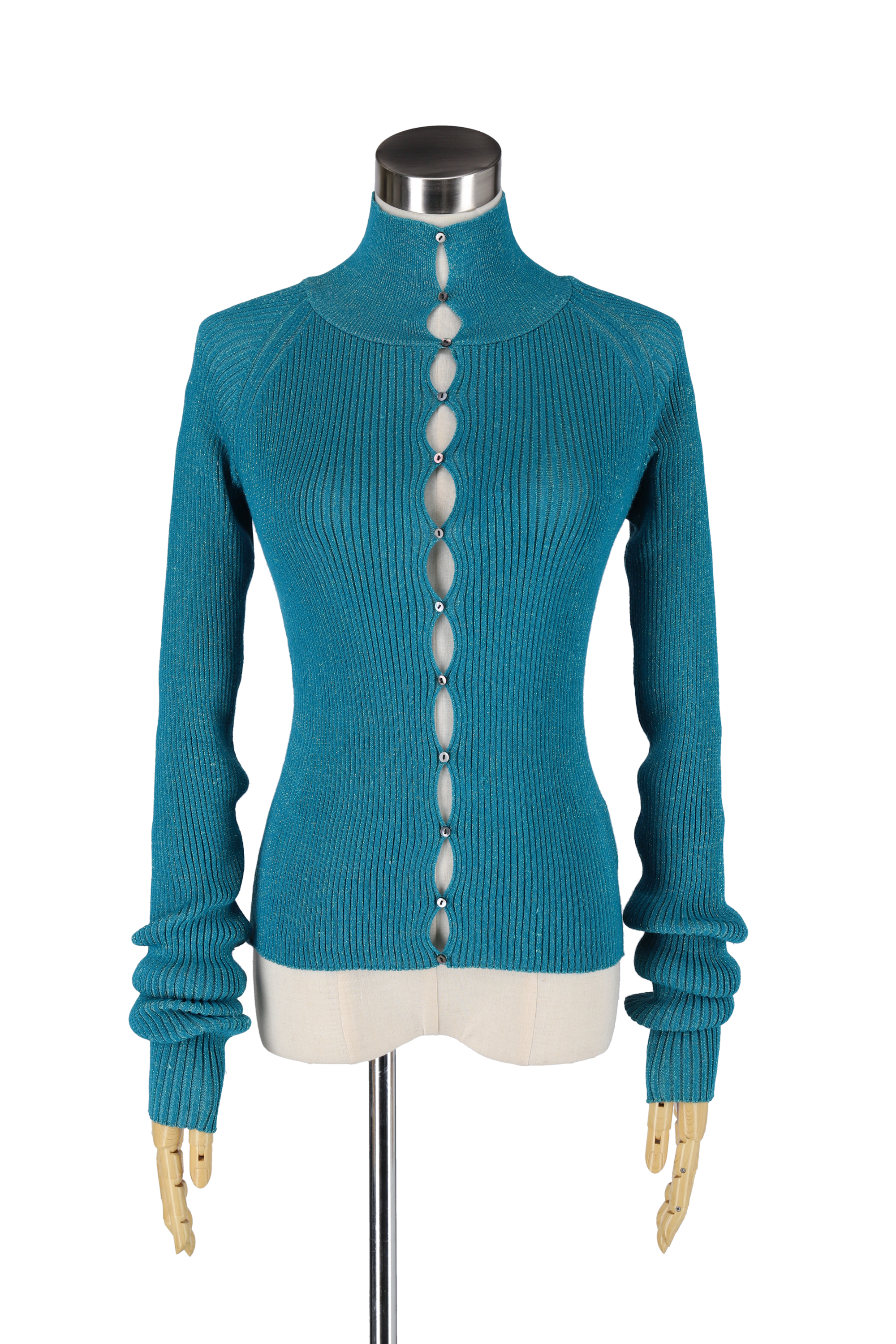 Bubble rib cardigan - Blue Green