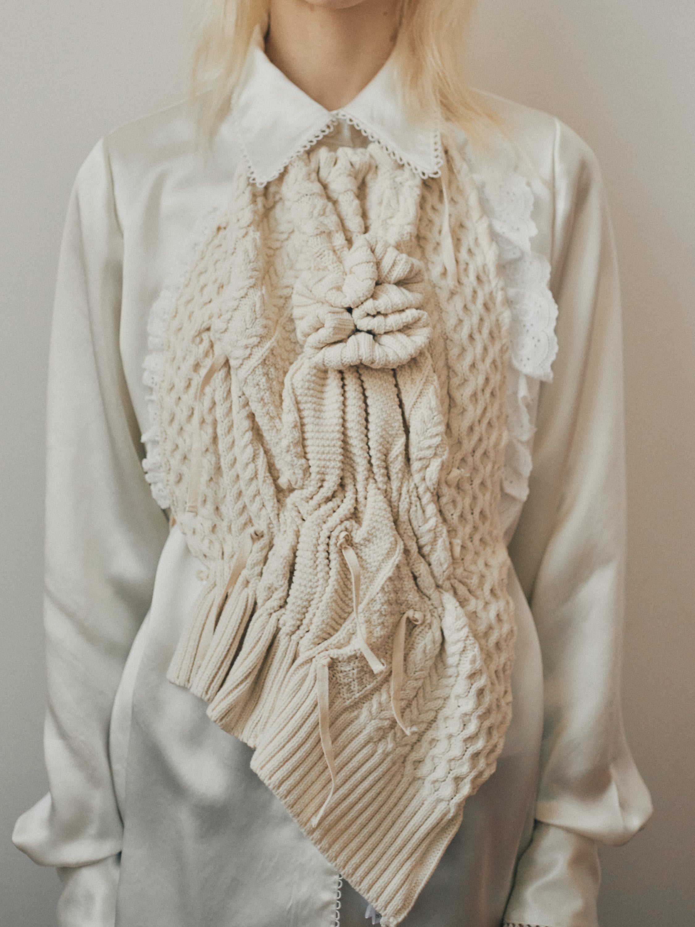 Satin broad shirt - Ivory