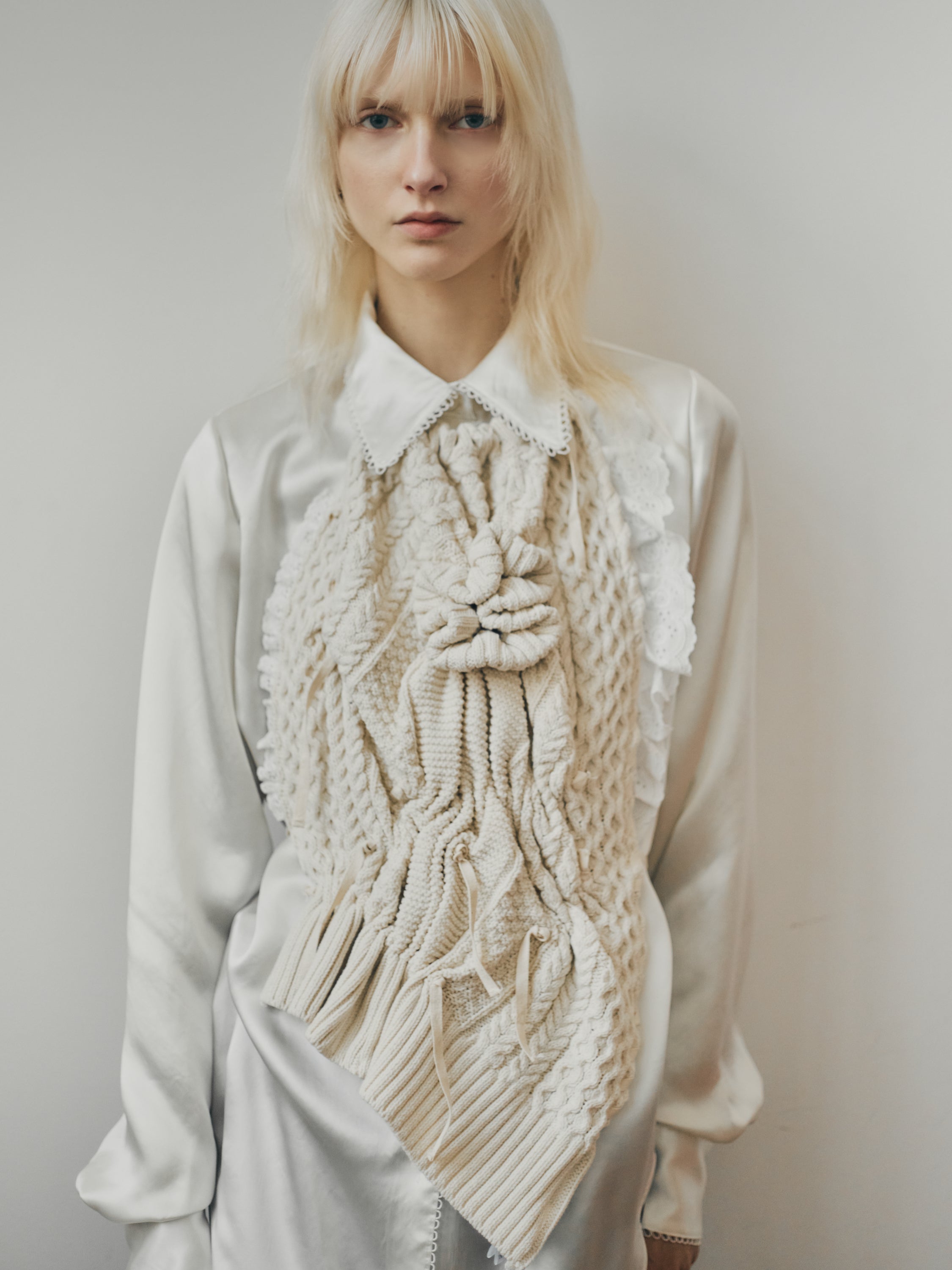 Satin broad shirt - Ivory