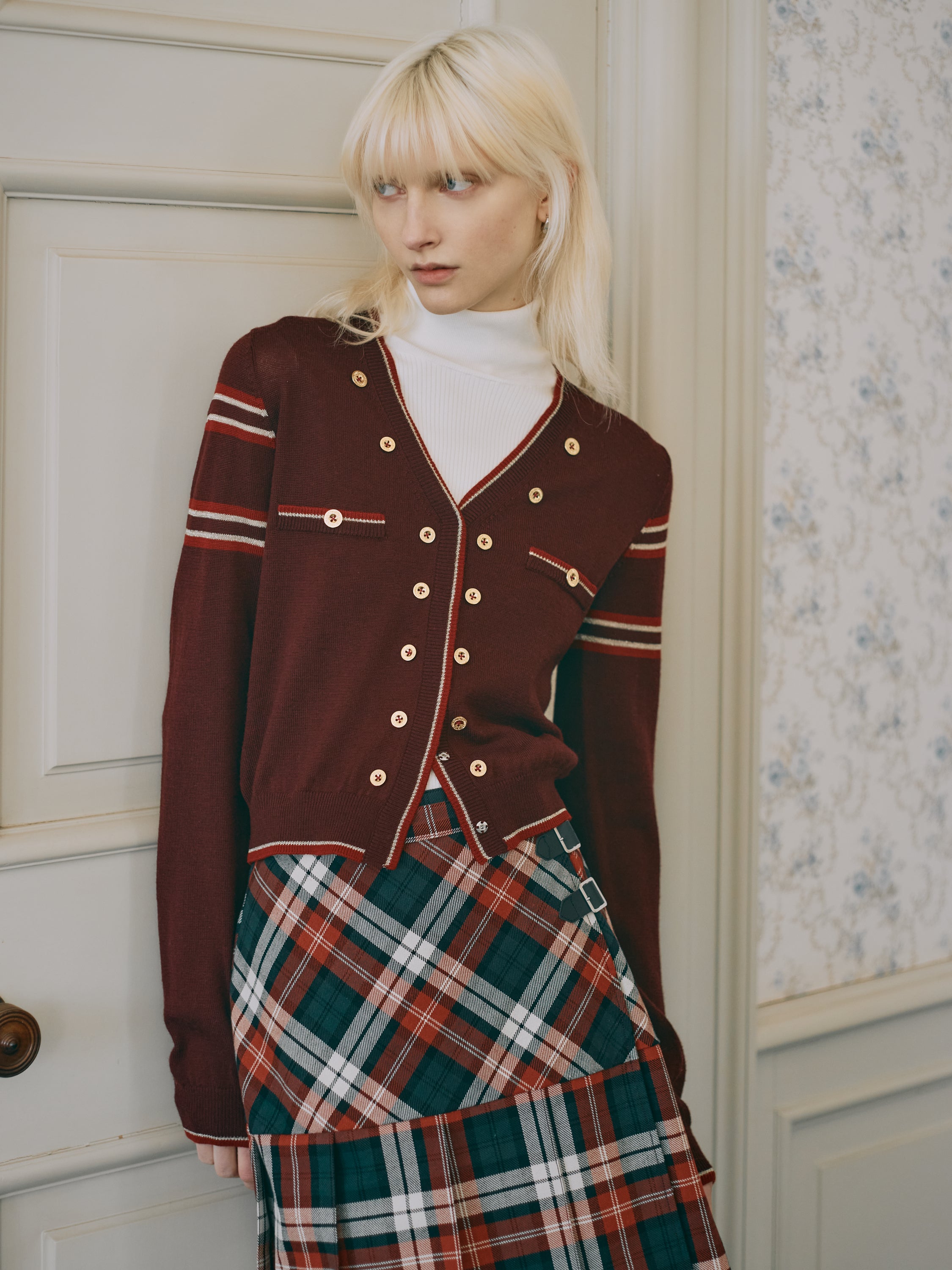 Plaid pleated skirt - Red