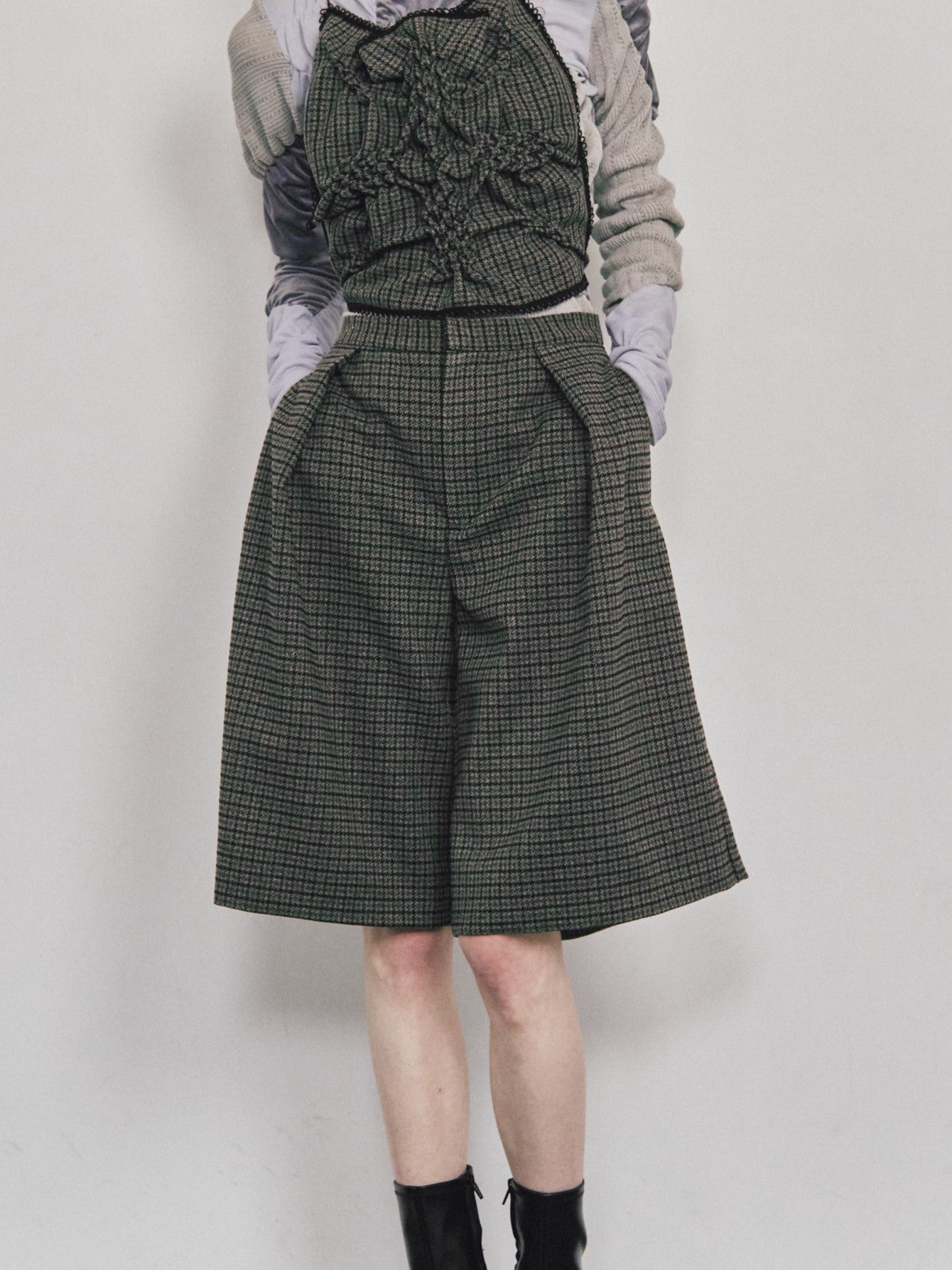 Bermuda pants - Gray tweed