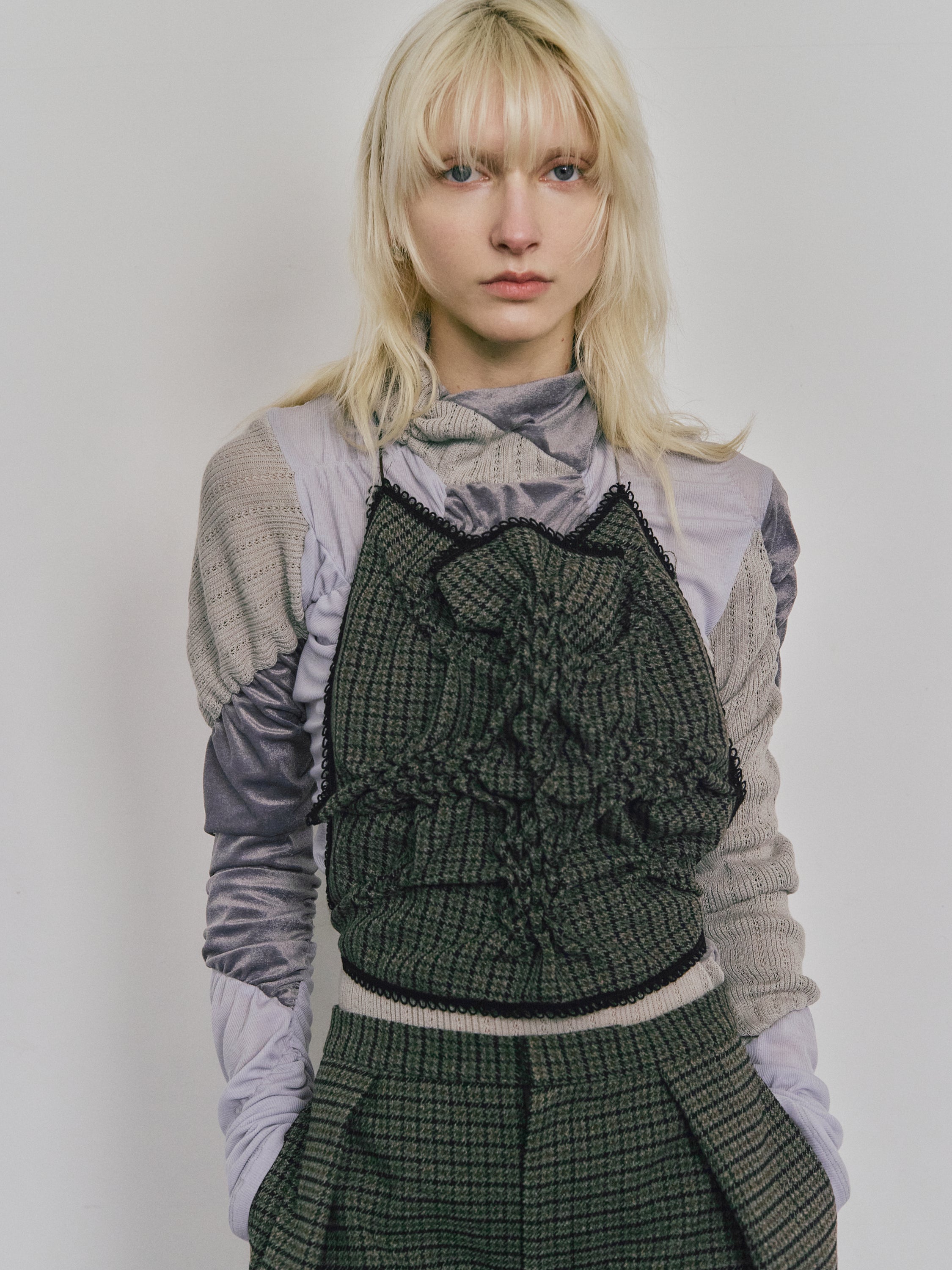 Shirring knit pullover - Gray