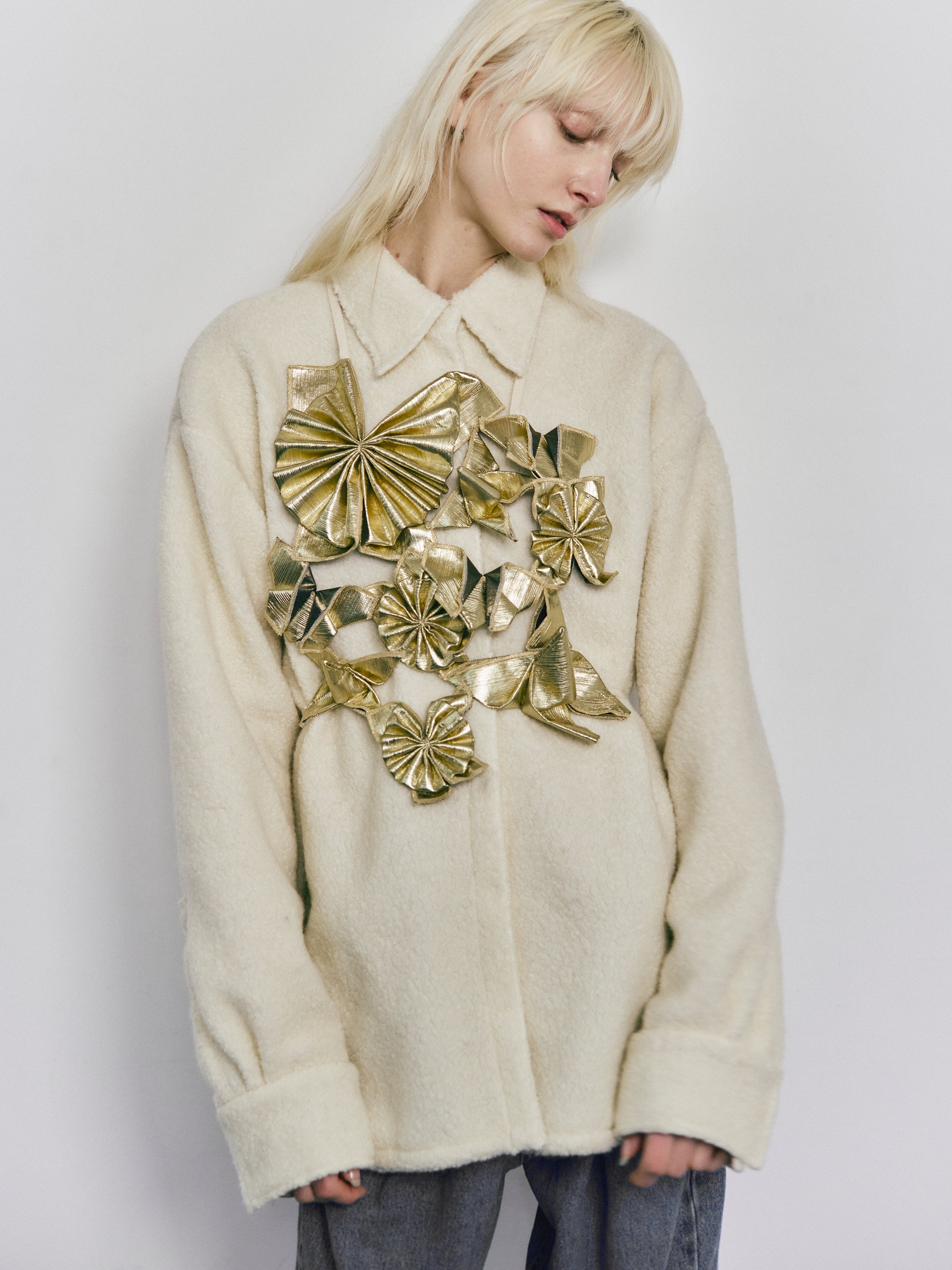 Boa fleece shirt jacket - Ivory