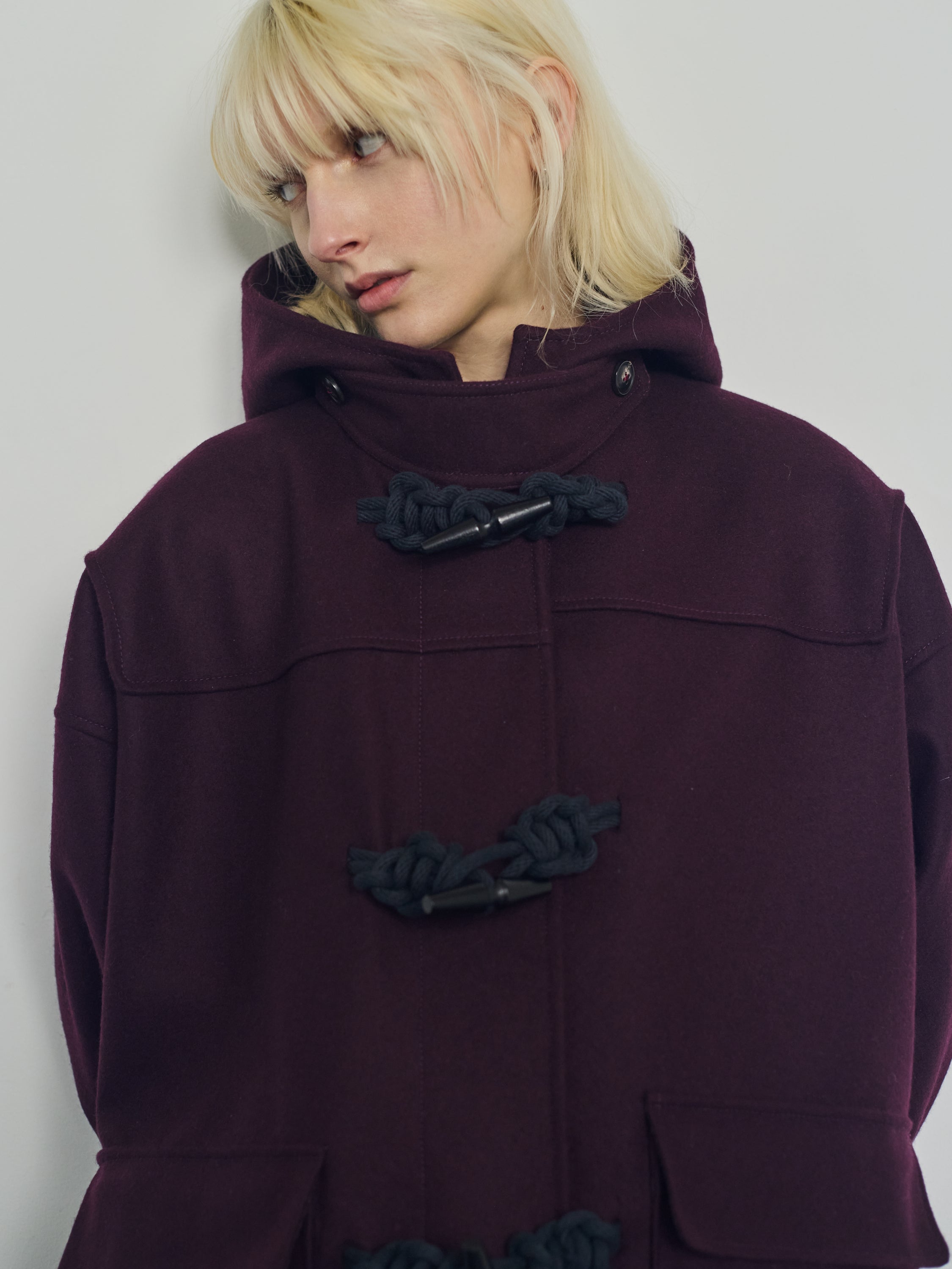 Melton duffle coat - Burgundy