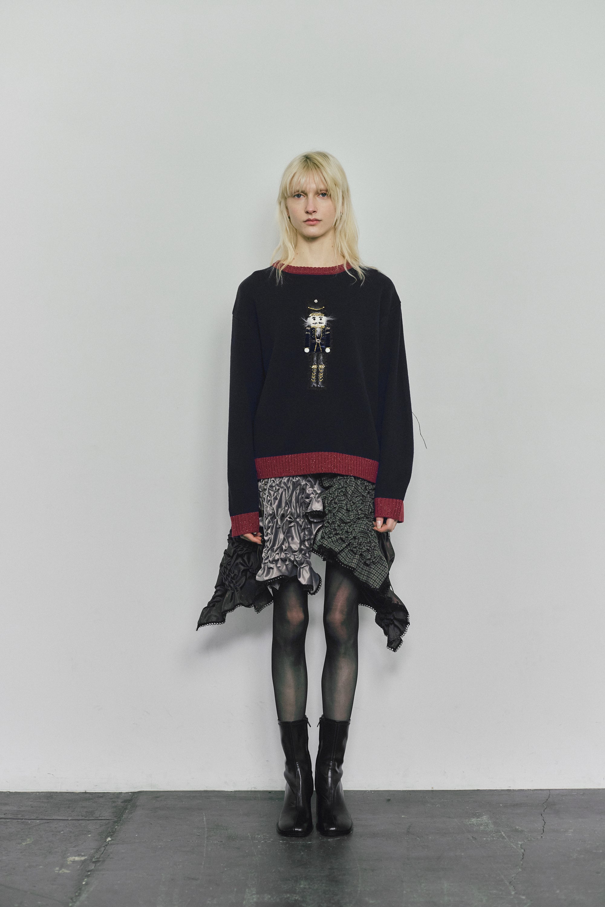 Patch smocking skirt - Navy