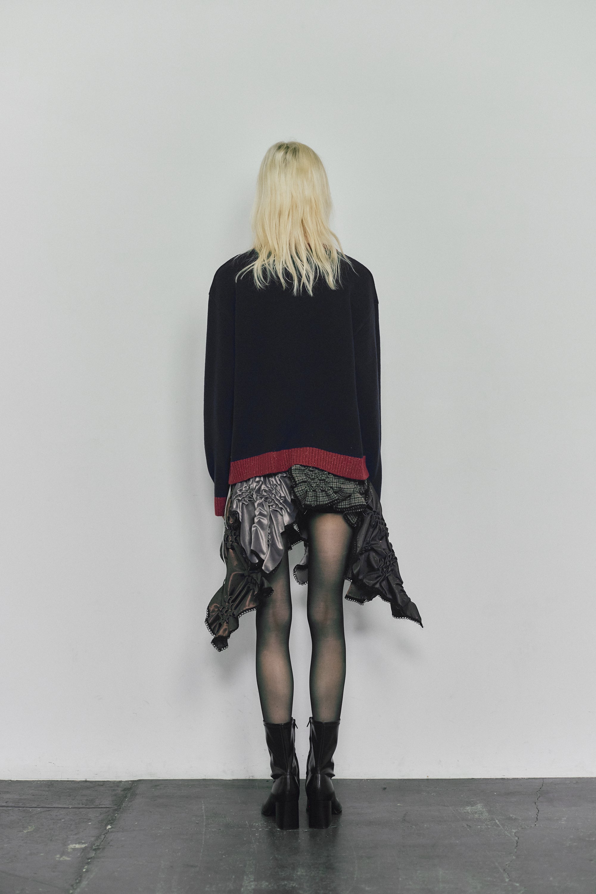 Patch smocking skirt - Navy