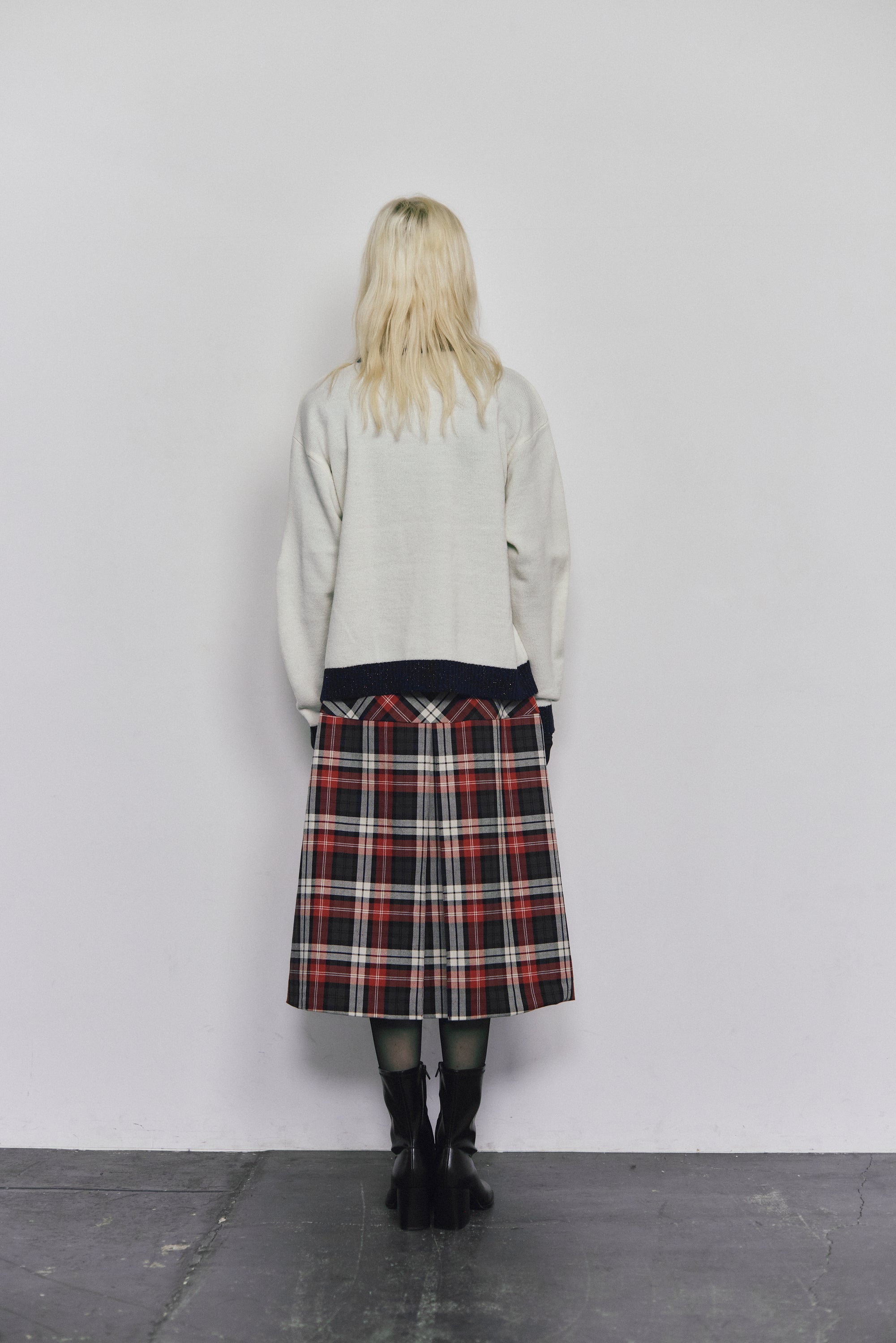 Plaid pleated skirt - Navy