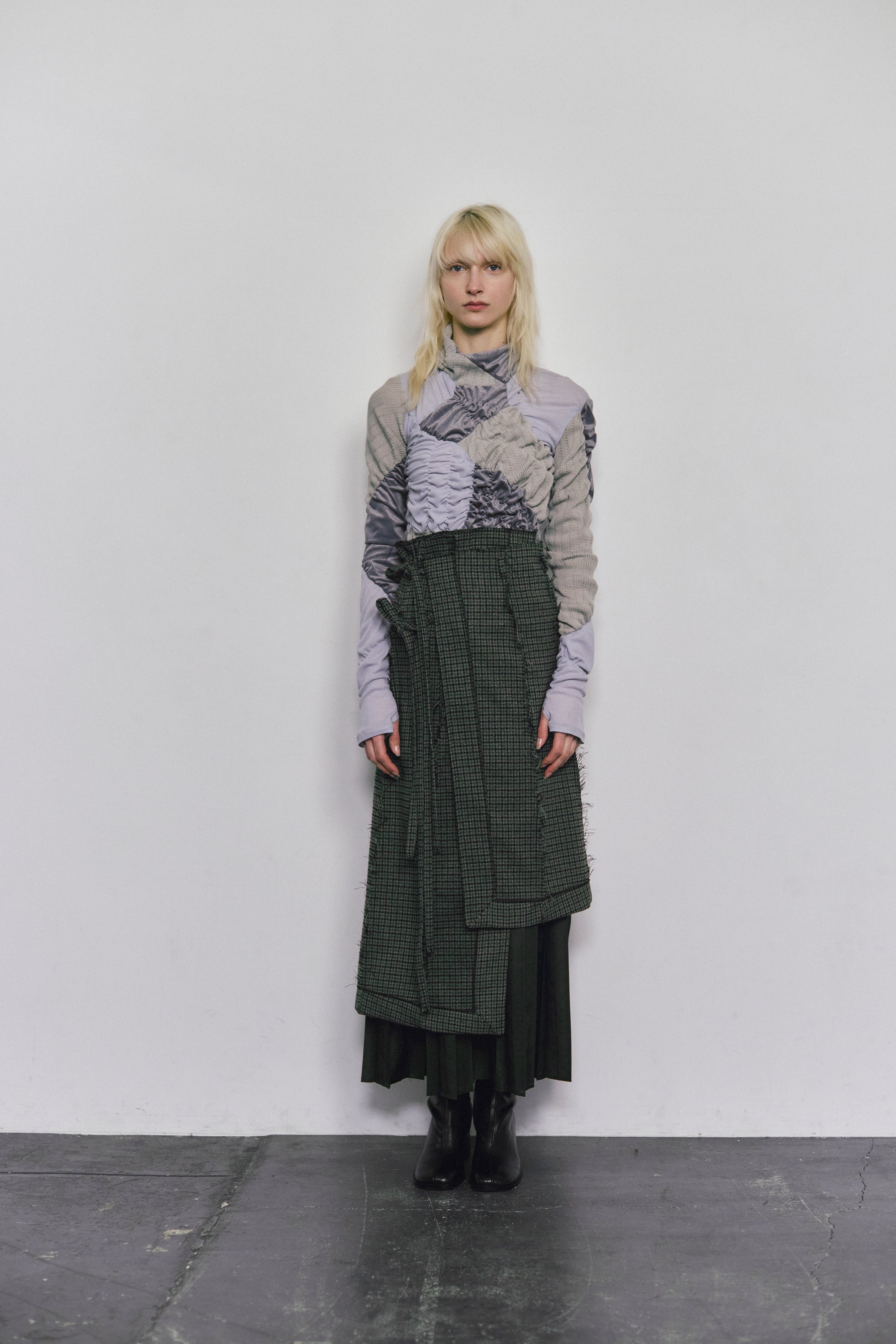 Shirring knit pullover - Gray