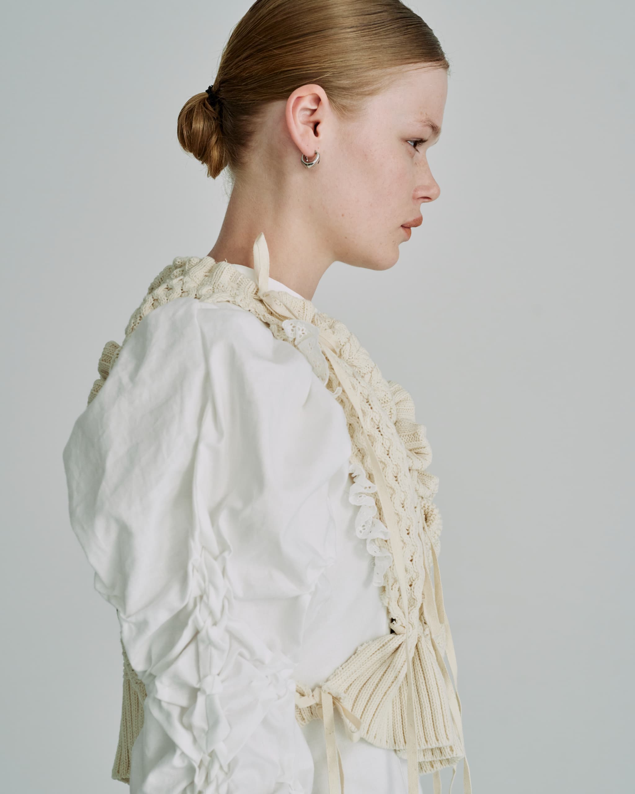 Drape knit vest - Ivory