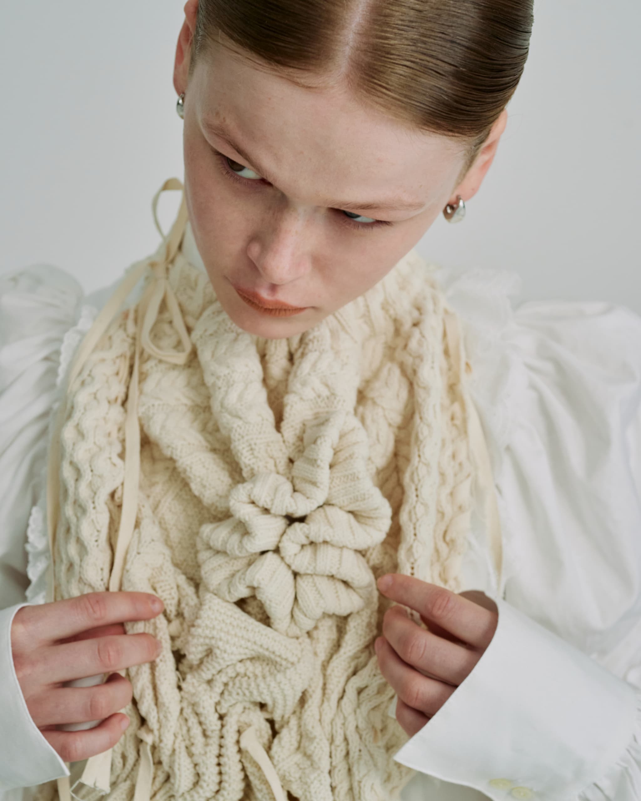 Drape knit vest - Ivory