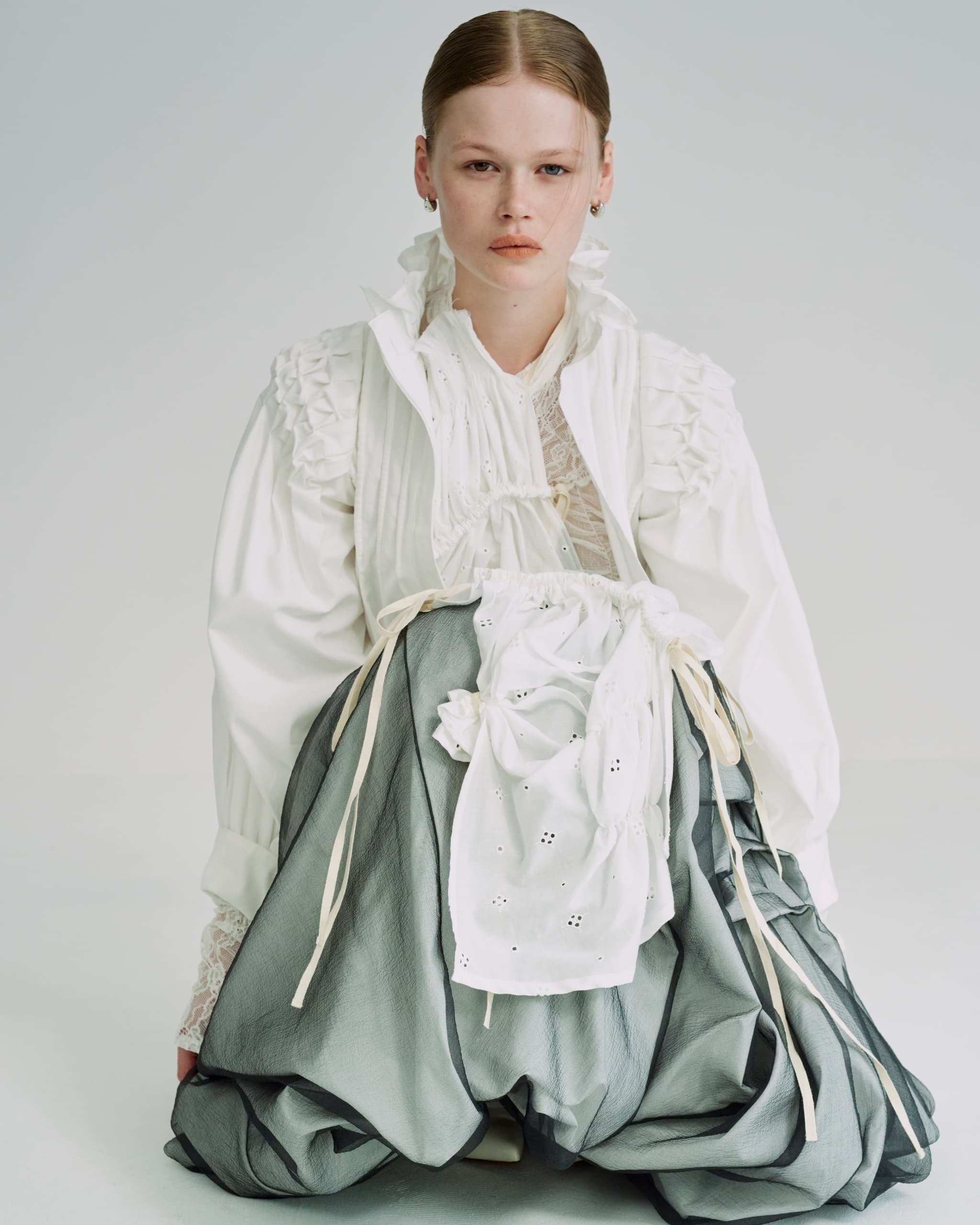 Preater apron dress - White-lace