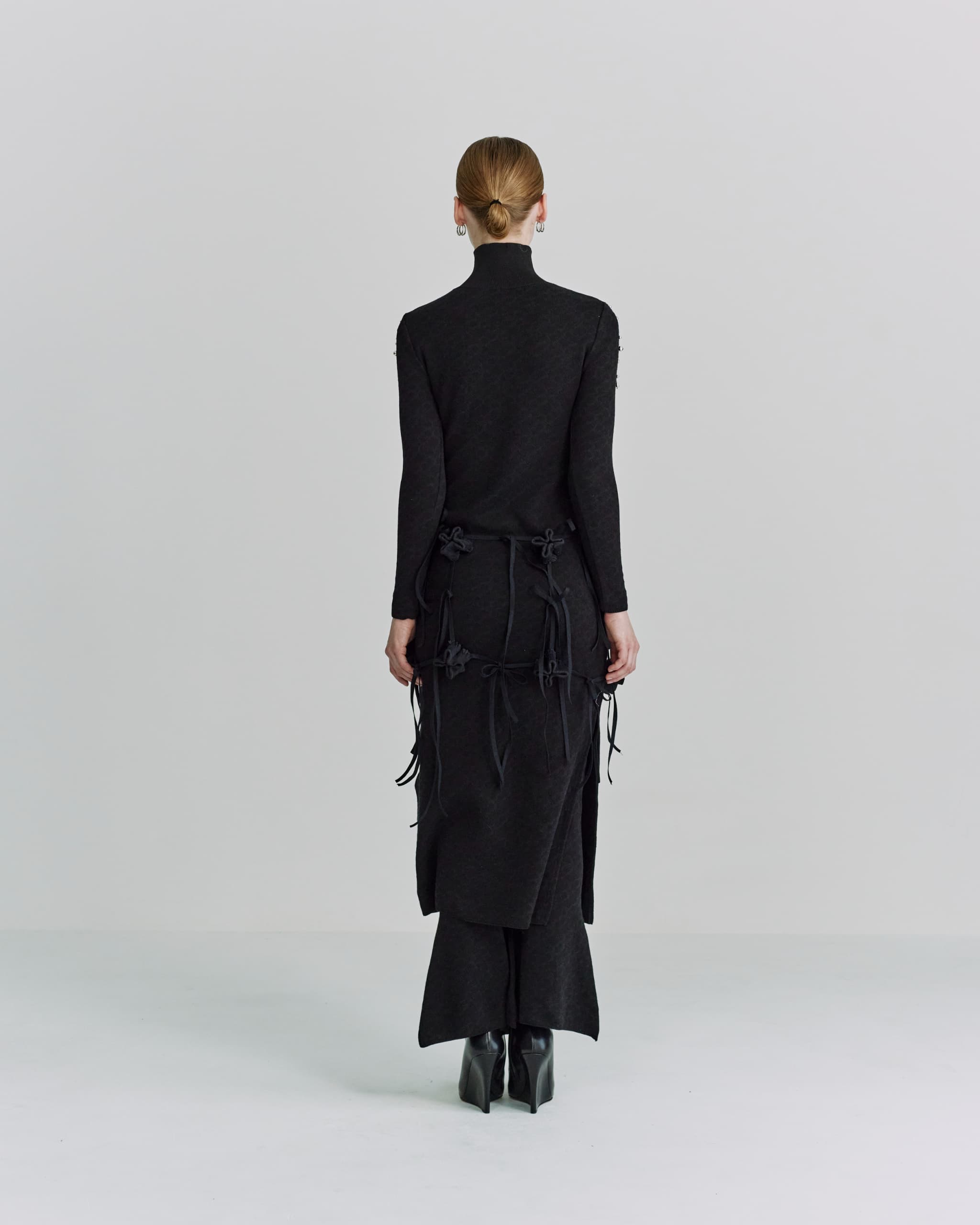 Preater bloom skirt - ribbon - Black