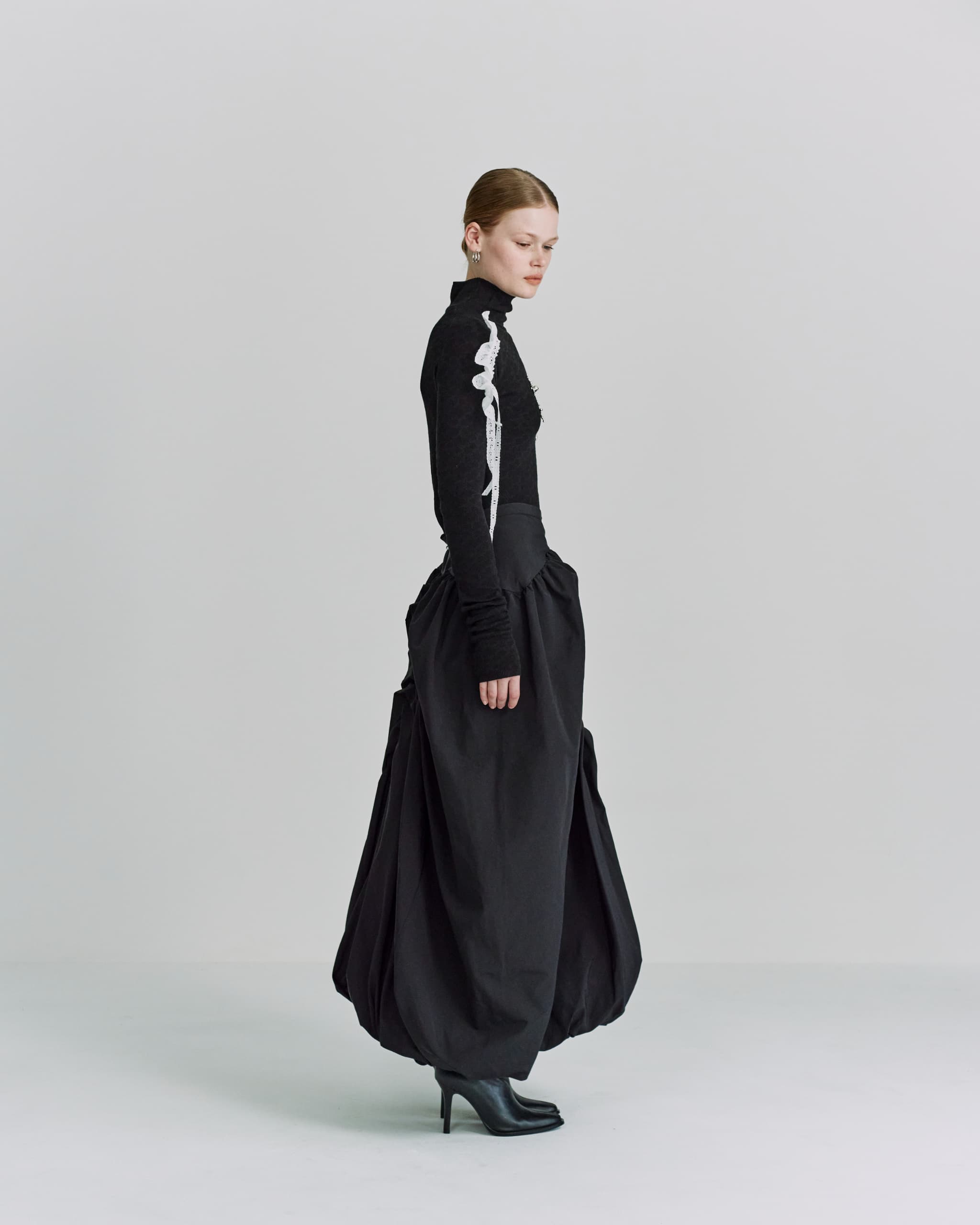 Layer tuck balloon skirt - Black