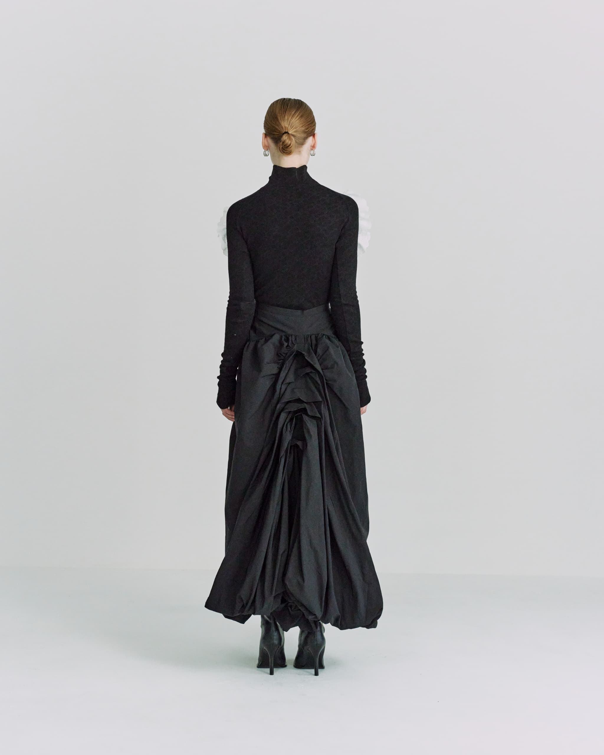 Layer tuck balloon skirt - Black