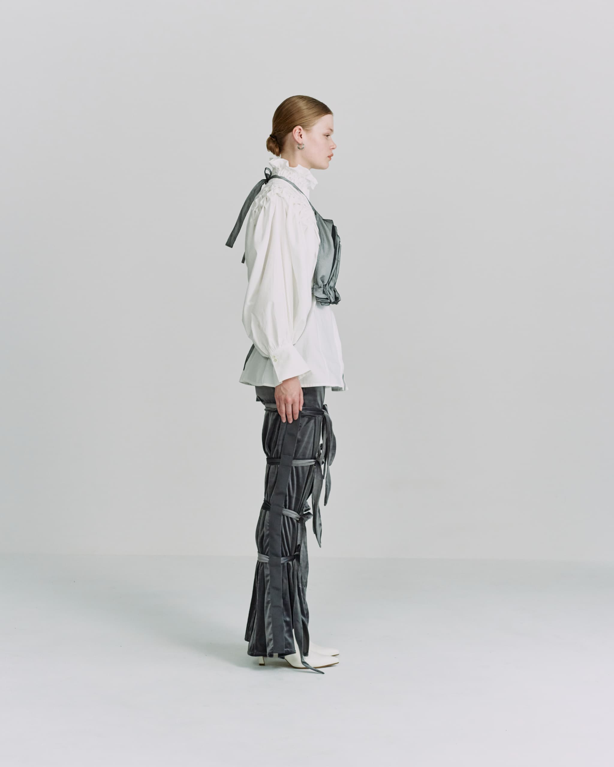 Layer tuck bustier - Gray-organdy