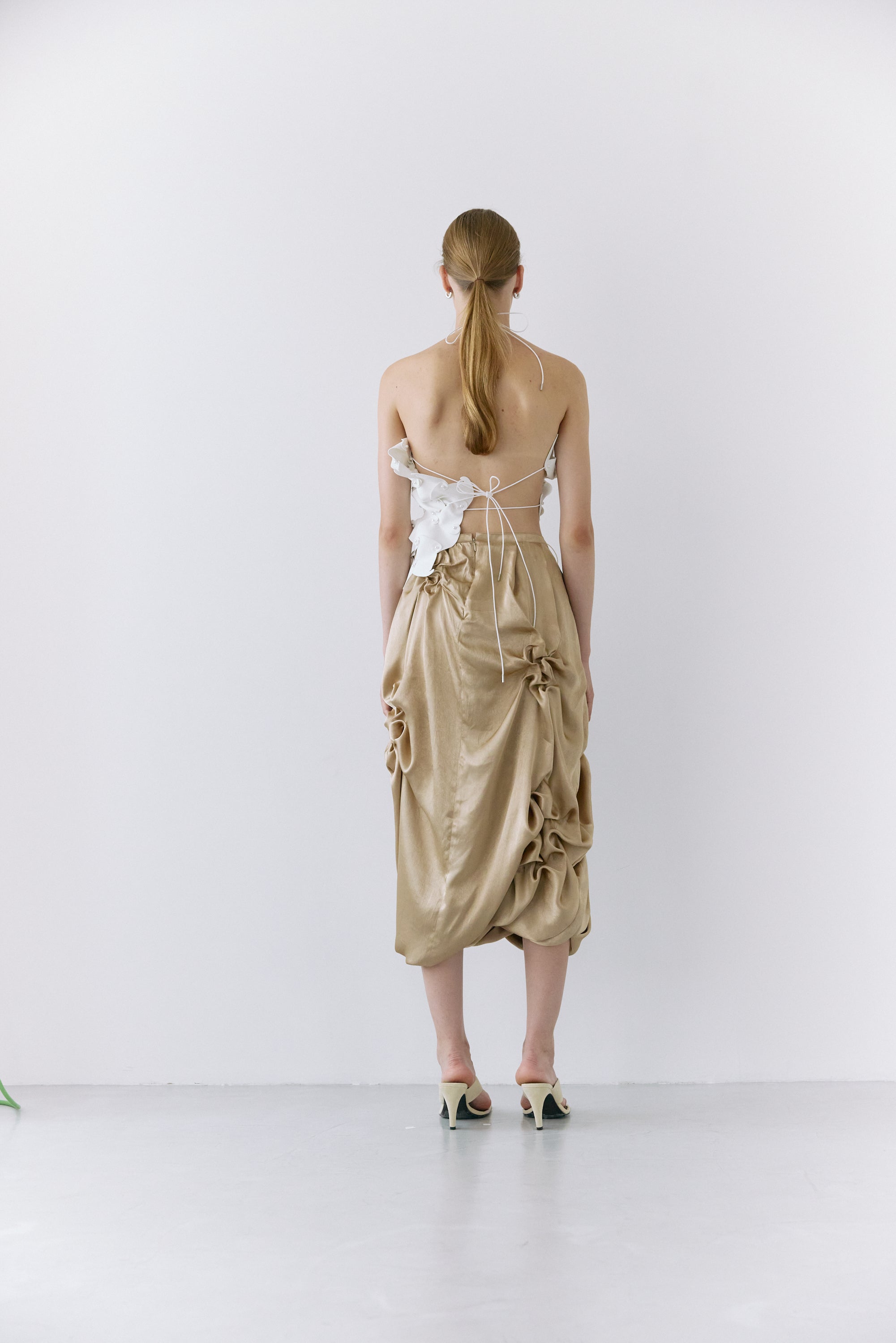 Satin balloon skirt - Beige