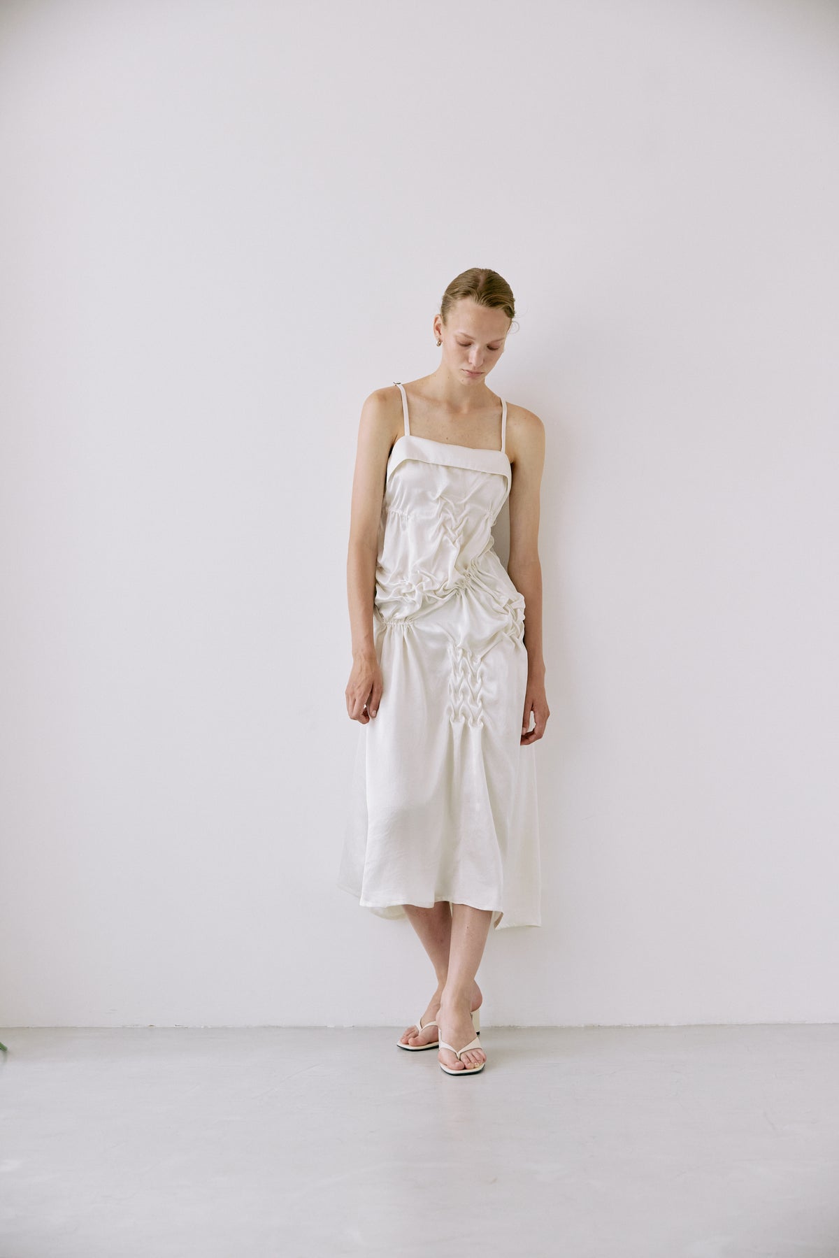 Satin apron dress - Off-white