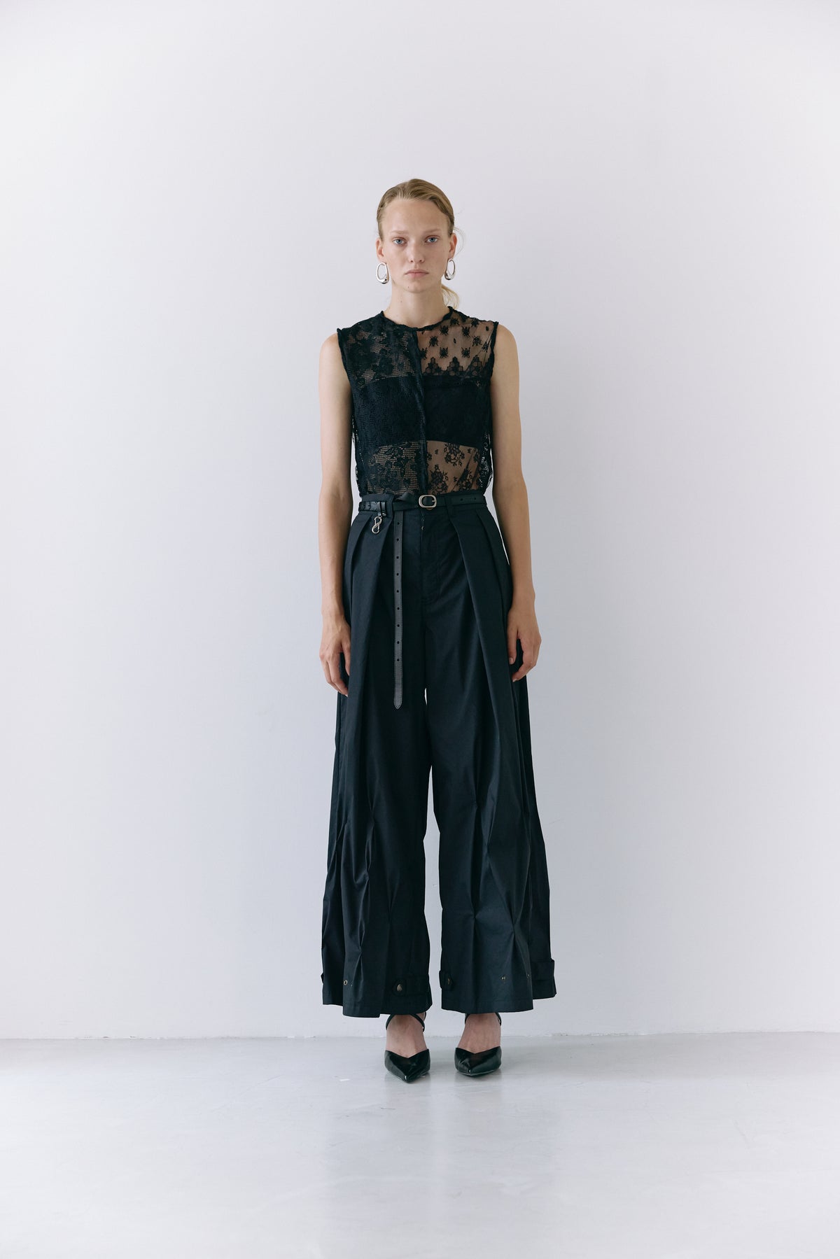 Tuck palazzo pants - Black