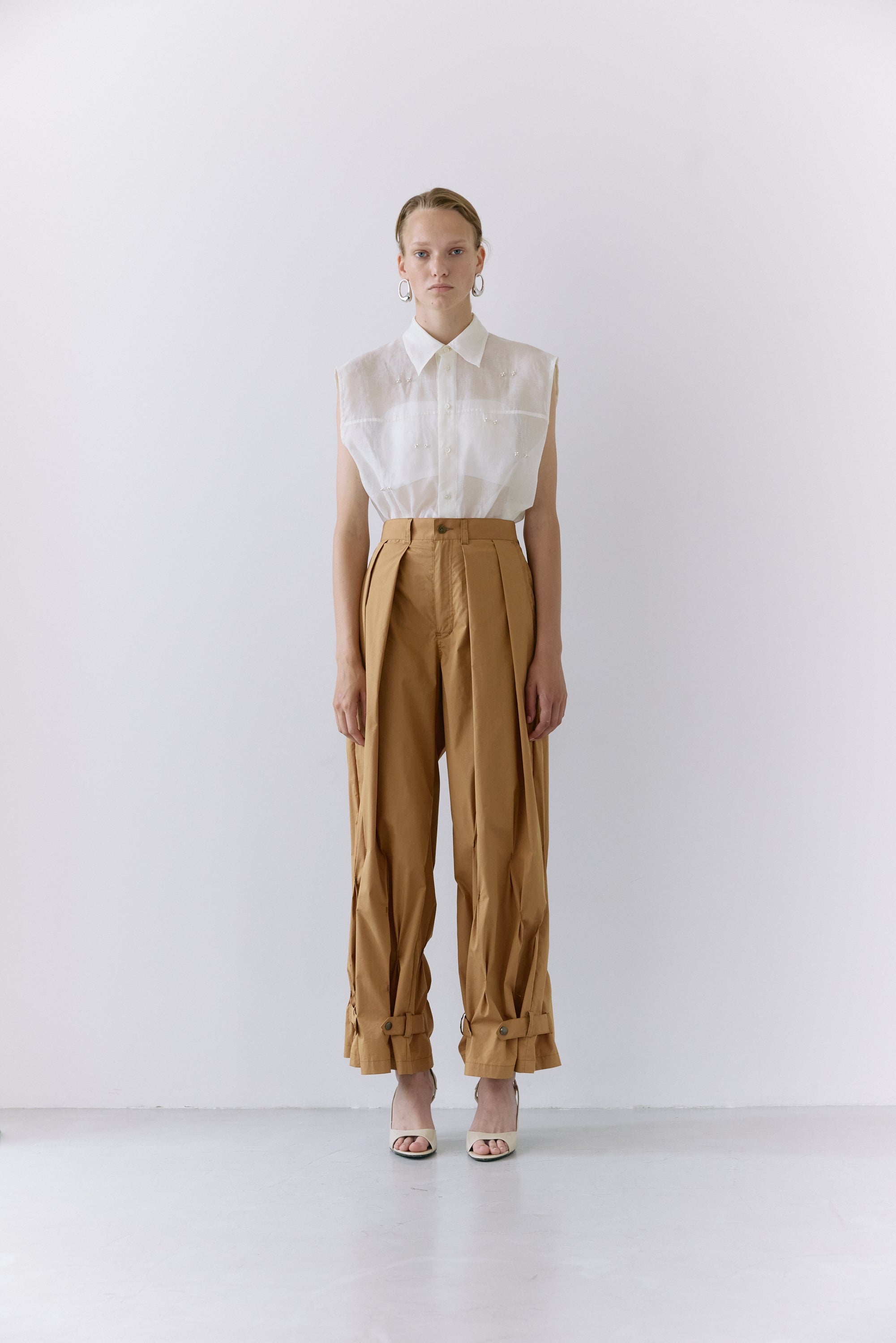 Metal stitch sheer blouse - Off-white