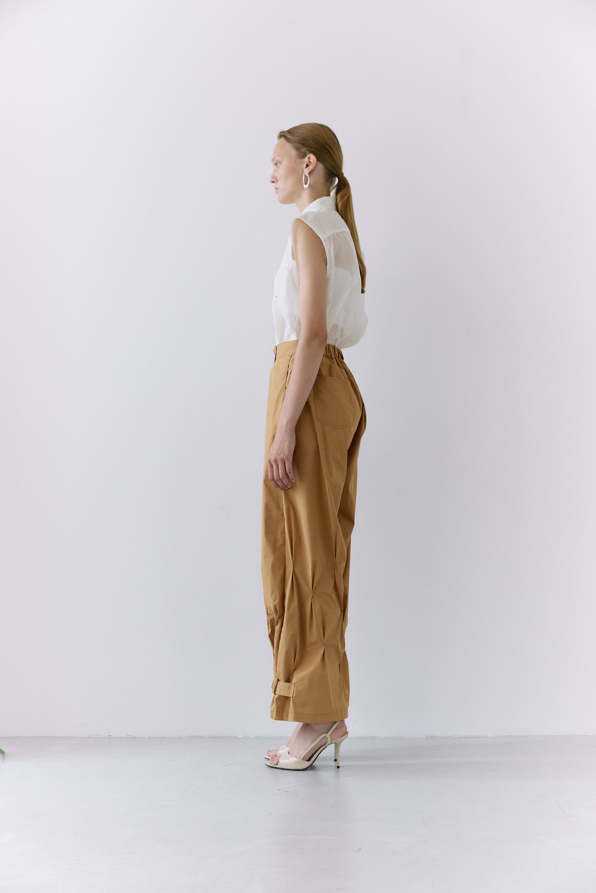 Metal stitch sheer blouse - Off-white