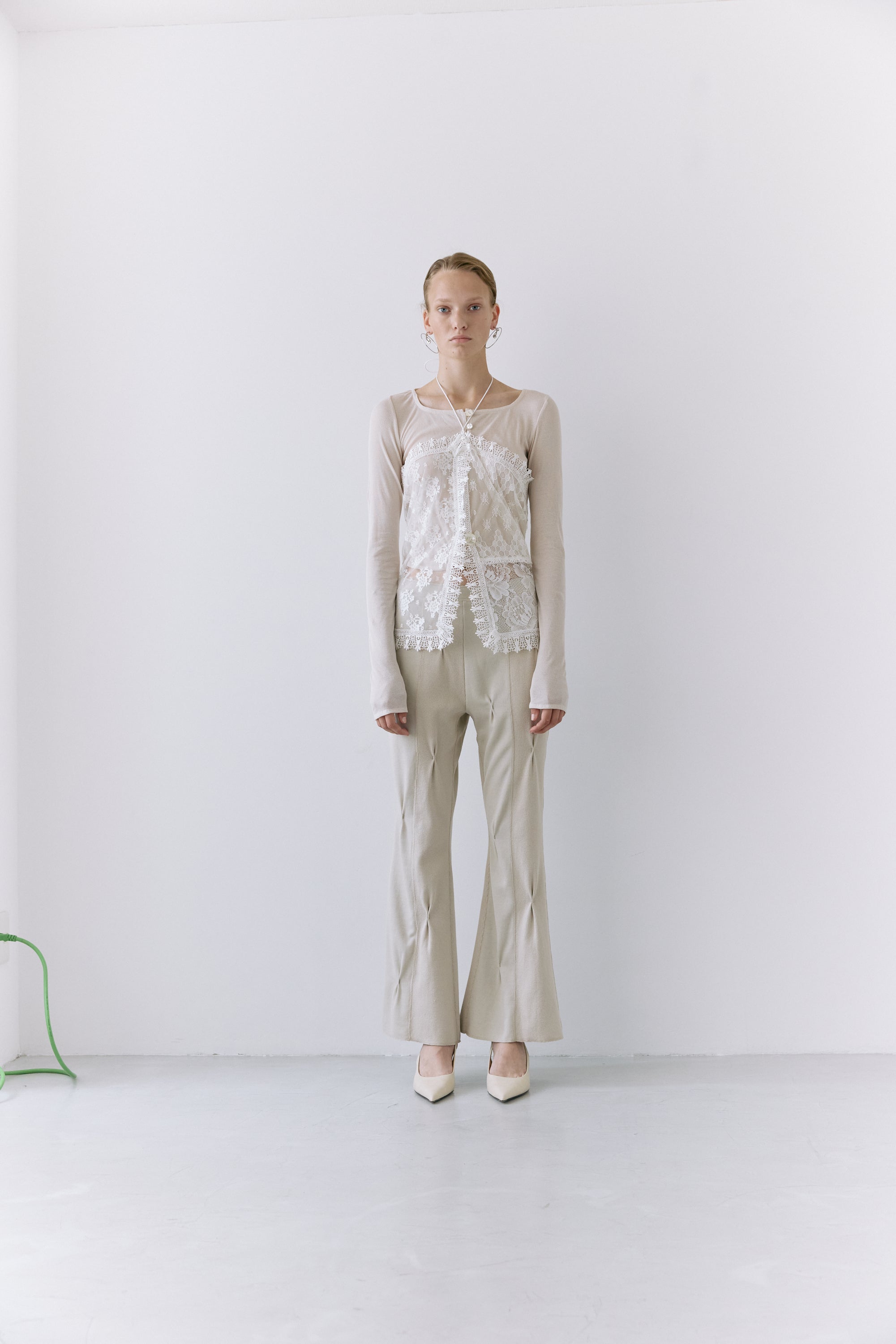 Sheer shell cardigan - Beige
