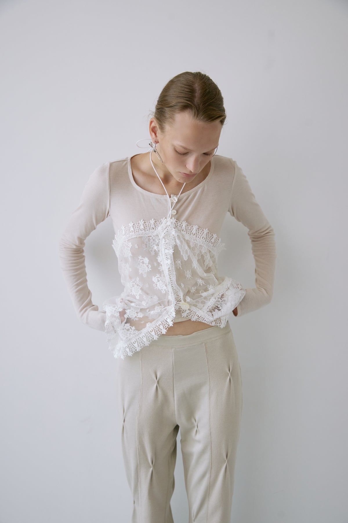 Lace patchwork scarf bustier - Off-white