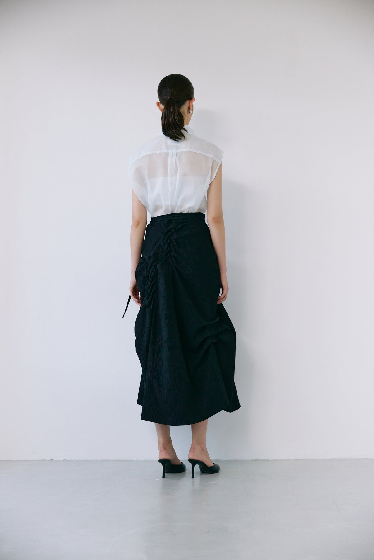 Metal stitch sheer blouse - Blue
