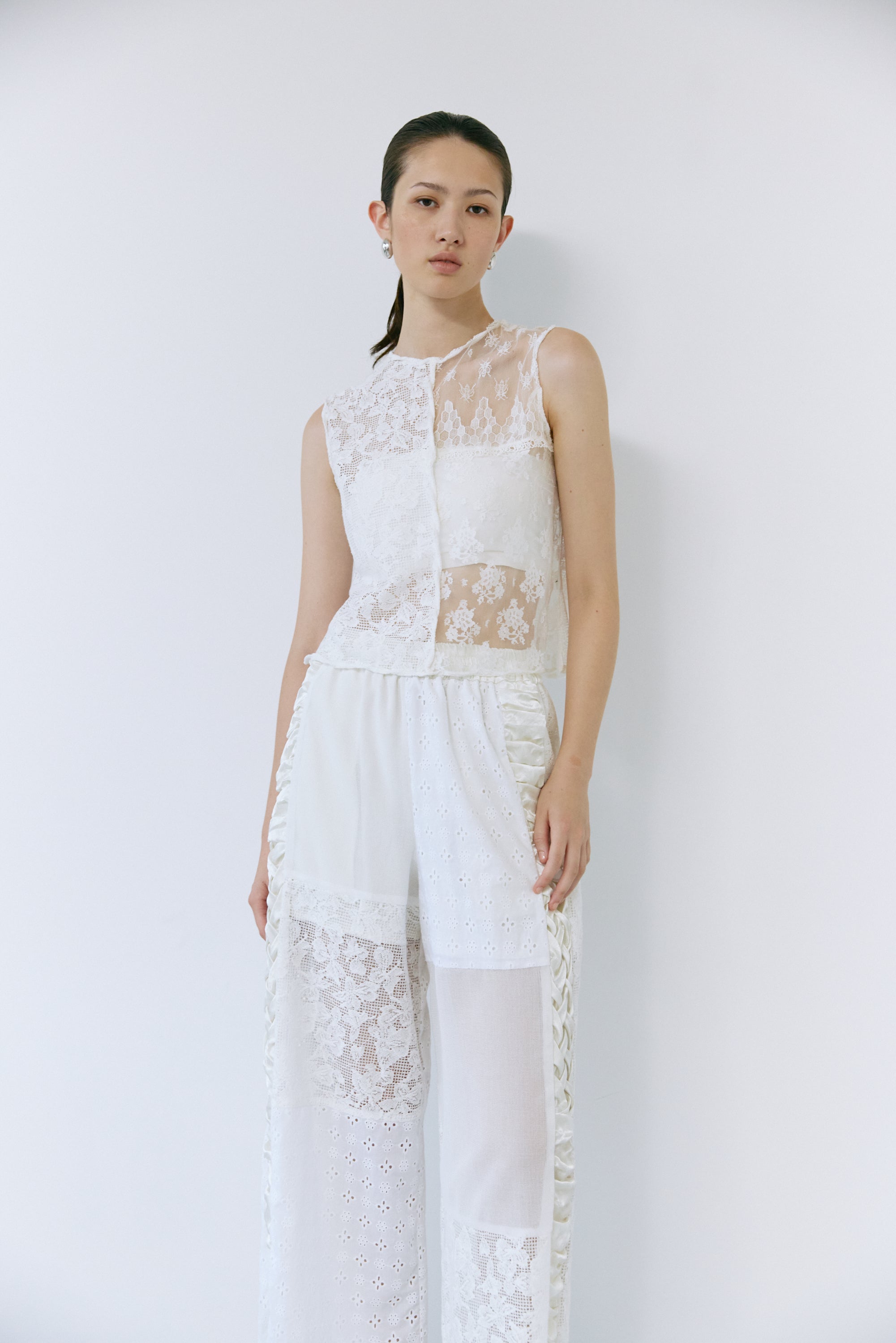 Twist edge lace blouse - Off-white