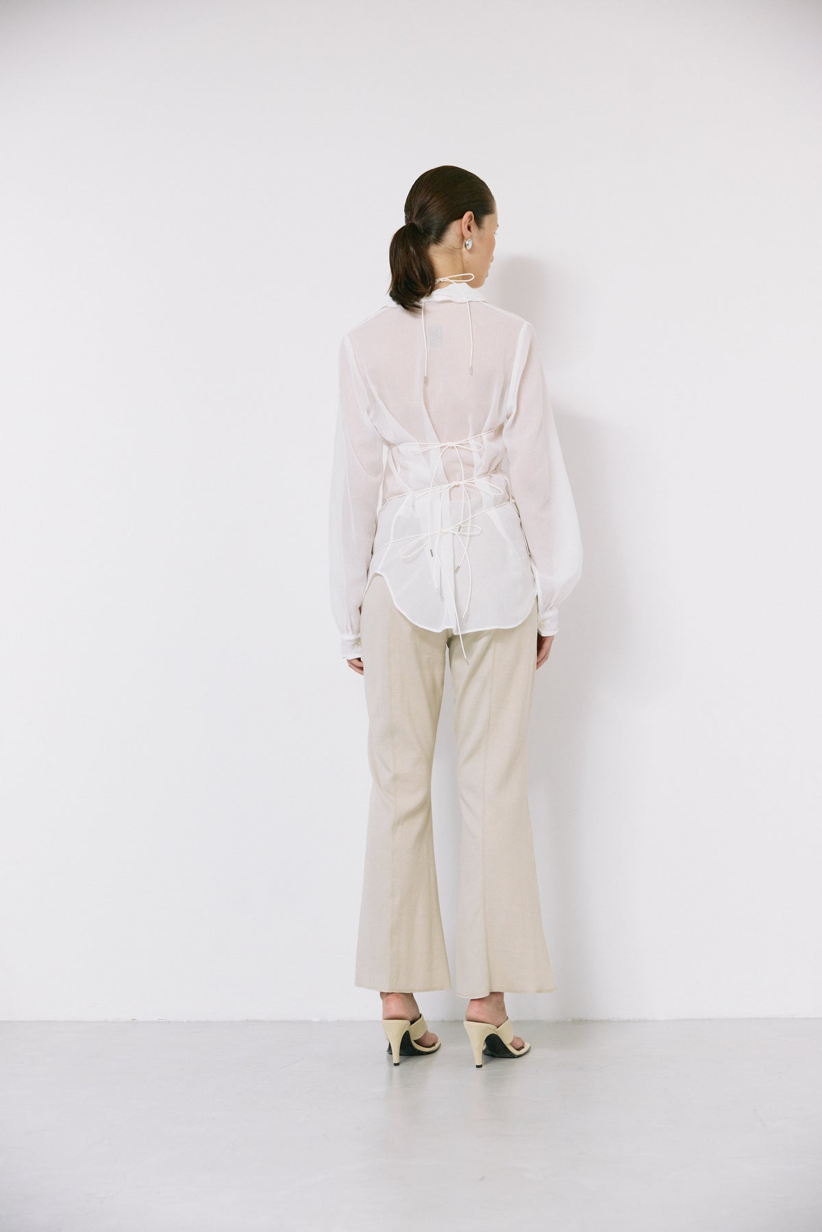 Tuck rib pants - Beige