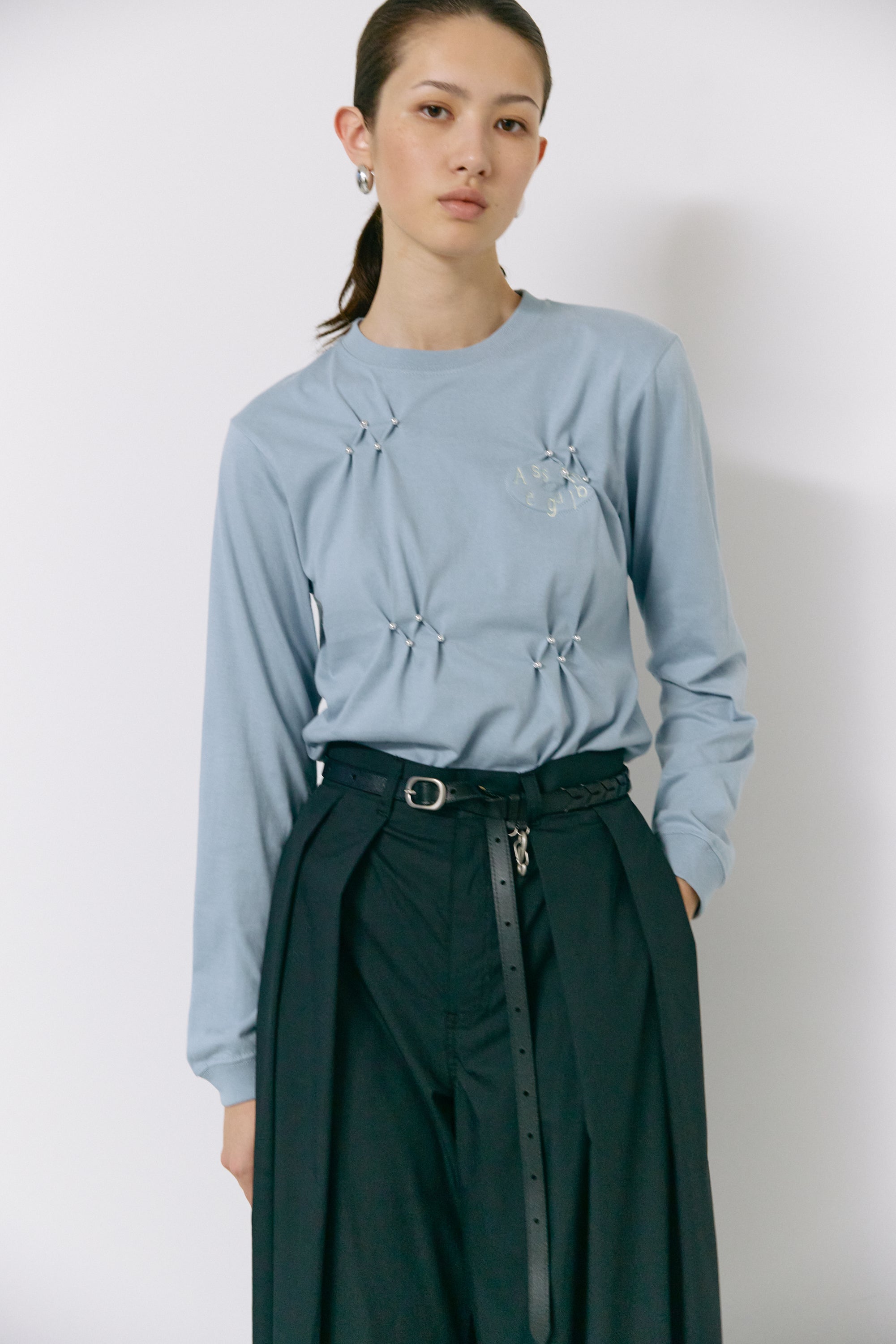 Assemblage smocking long tee - White