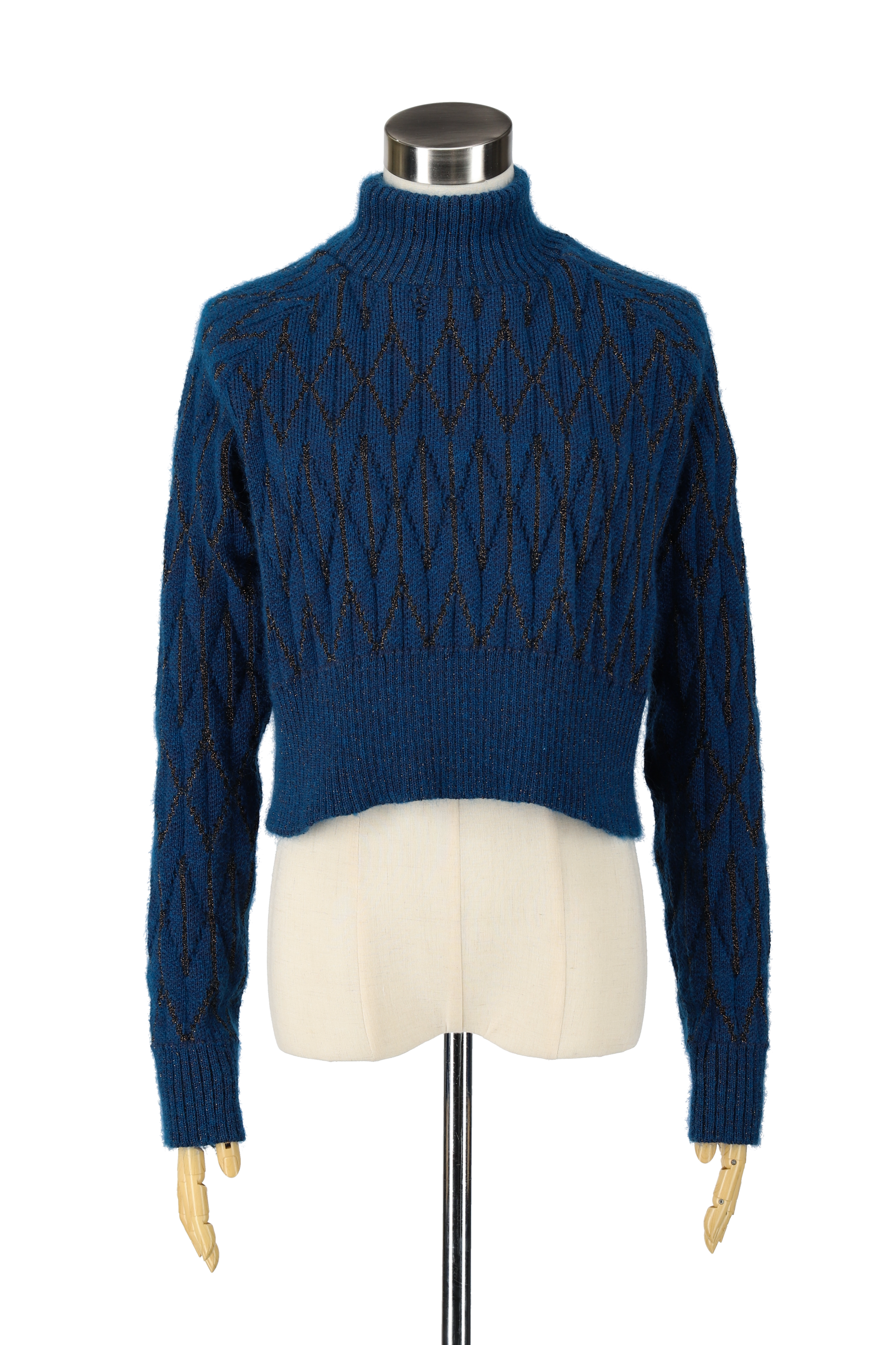 Knit pleats short pullover - Blue