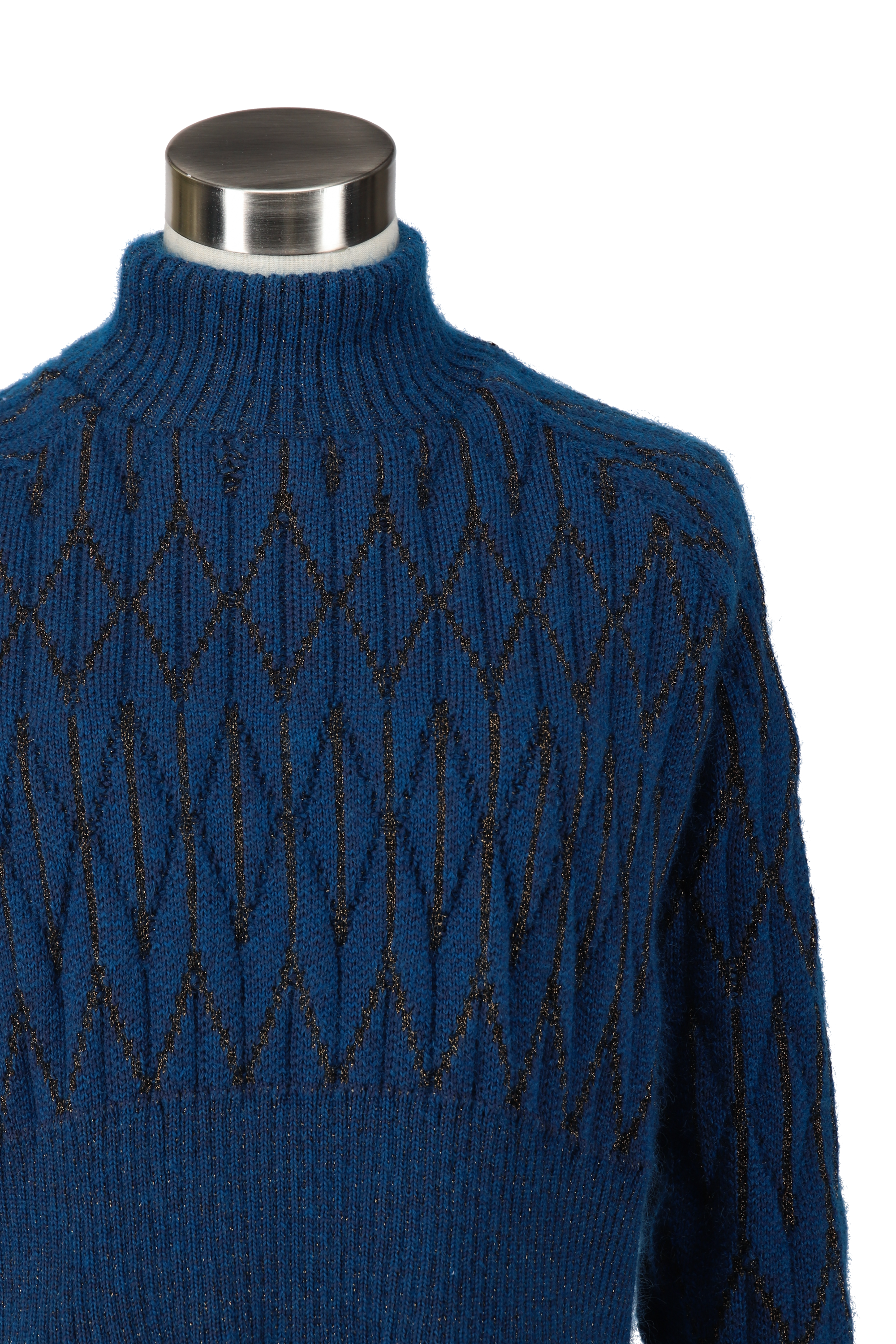 Knit pleats short pullover - Blue