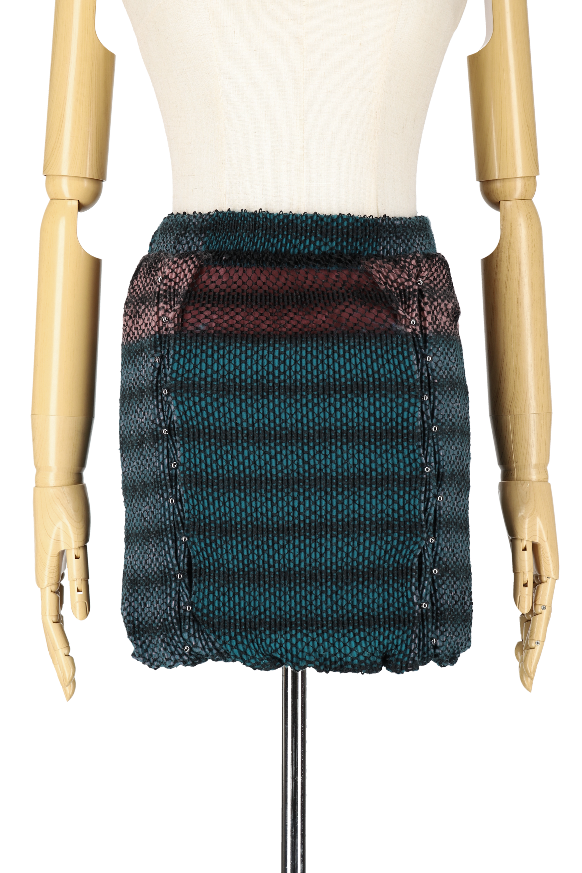 Hatching skirt - Pink×Green
