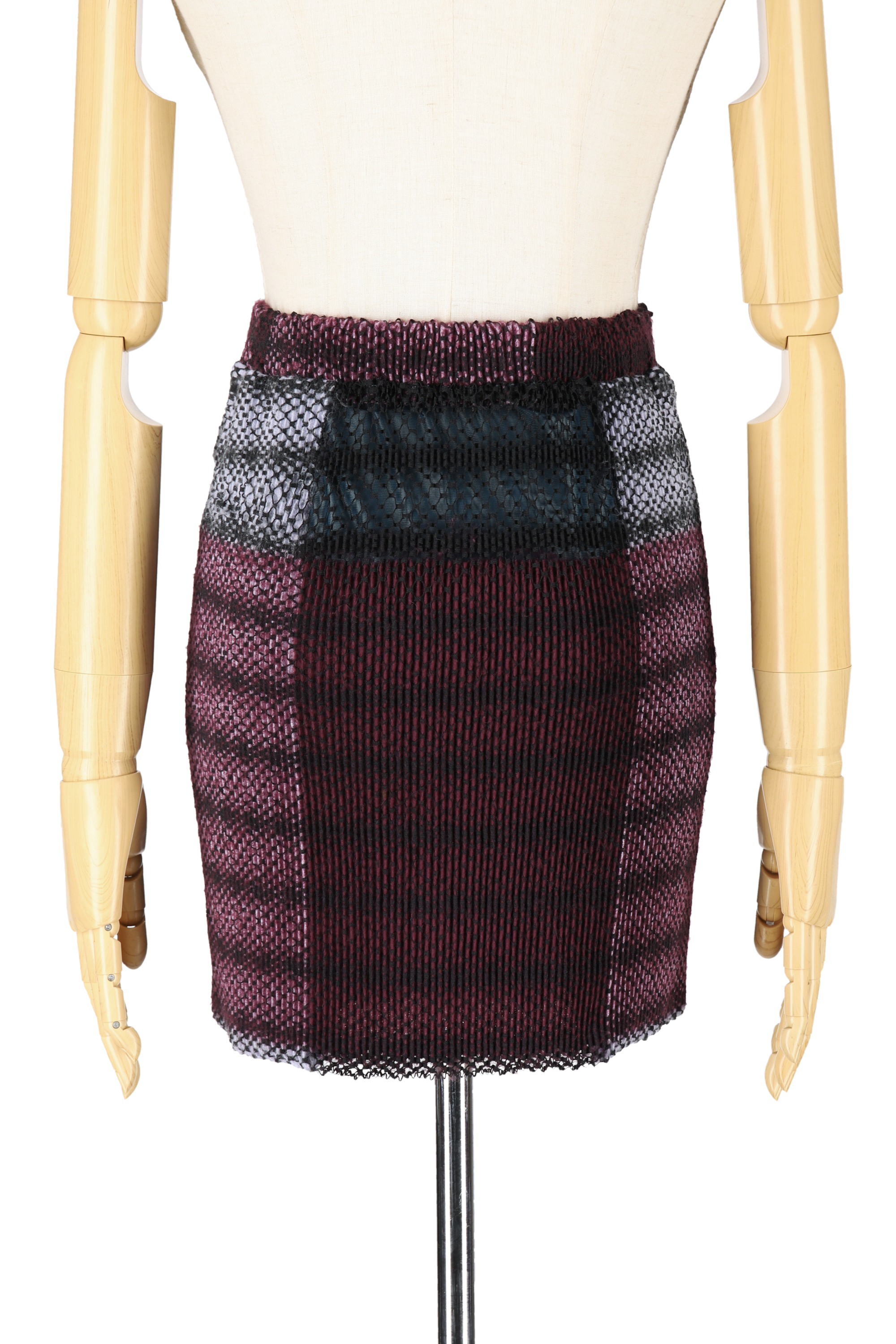Hatching skirt ‐ Sax×Bordeaux