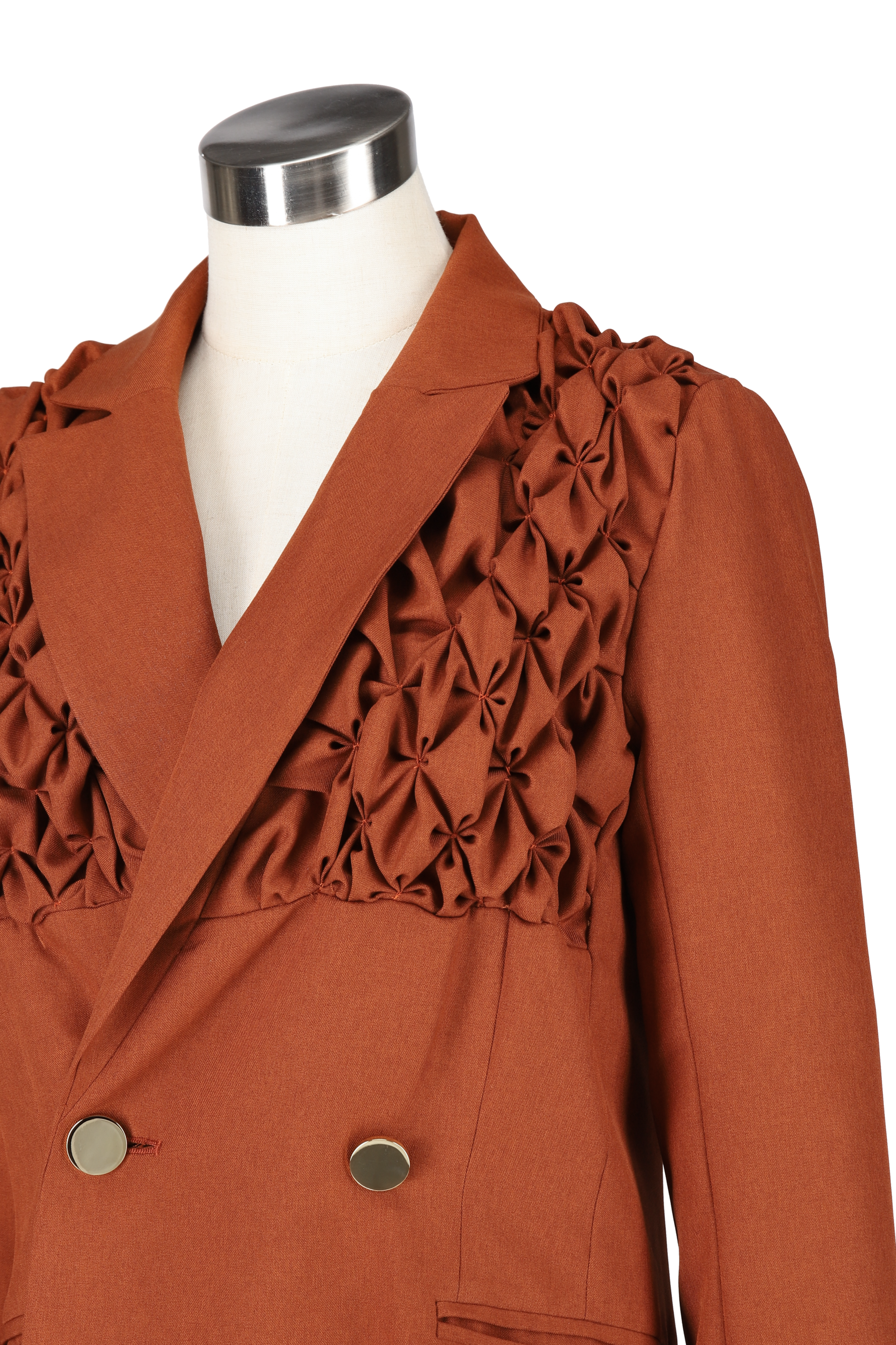 Shoulder smocking jacket - Brown