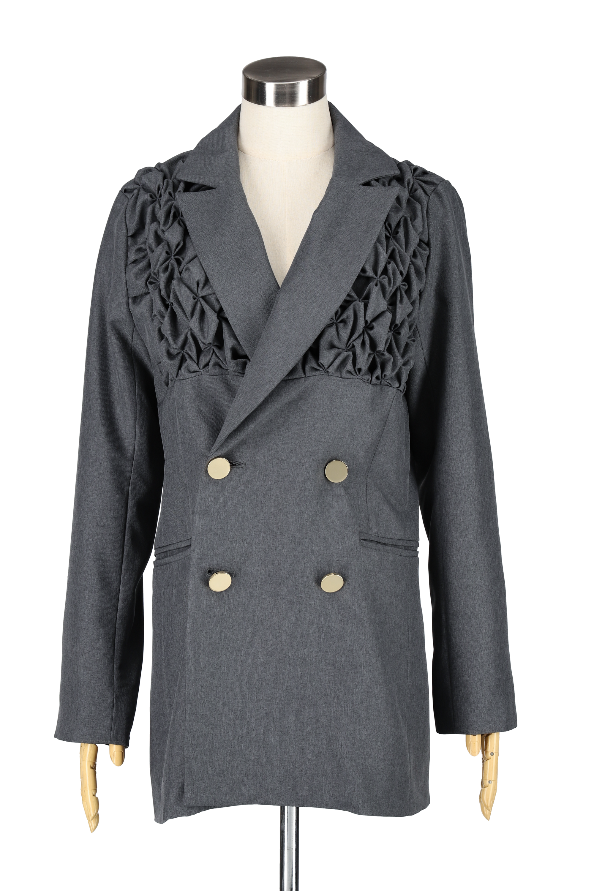 Shoulder smocking jacket - Gray