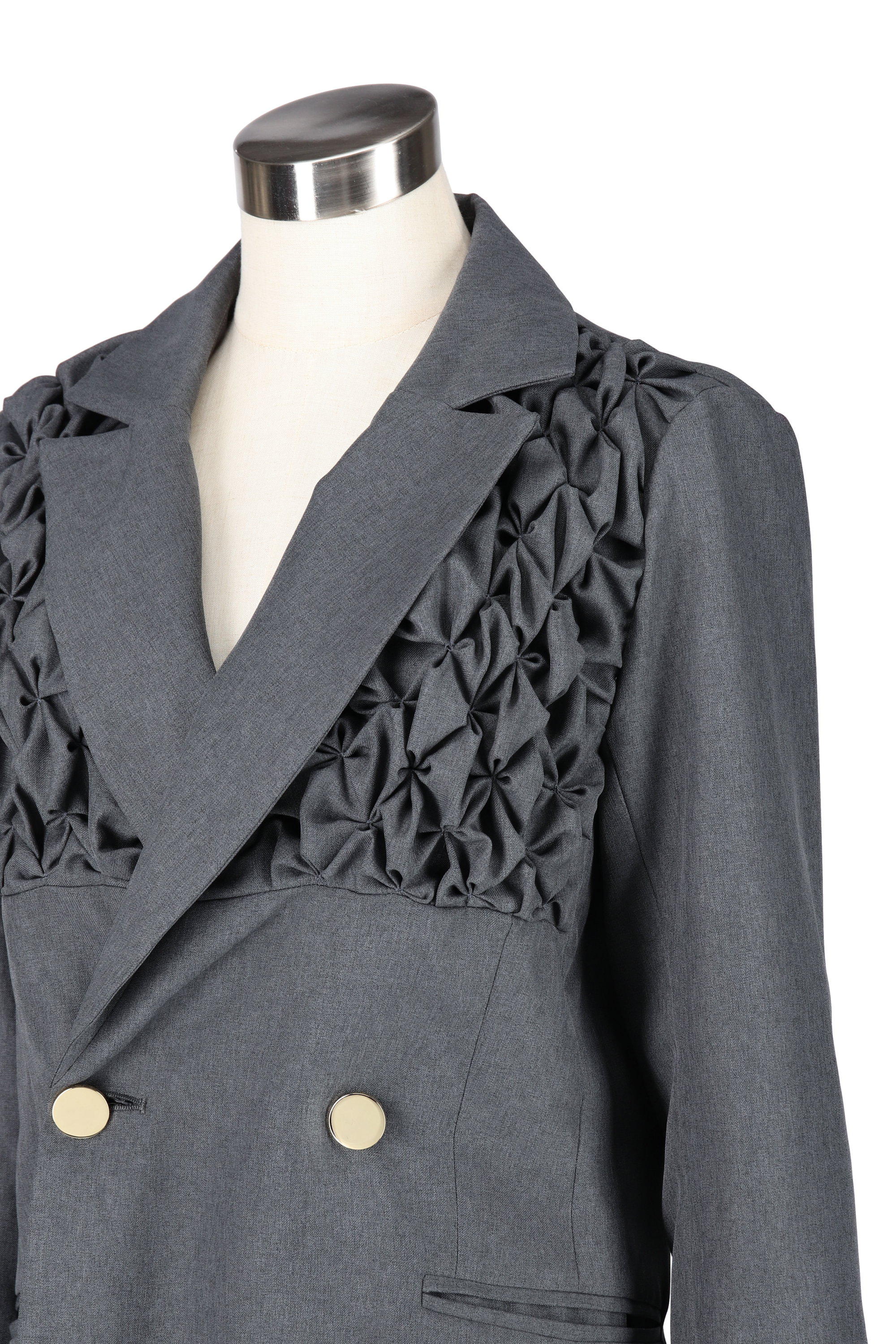 Shoulder smocking jacket - Gray