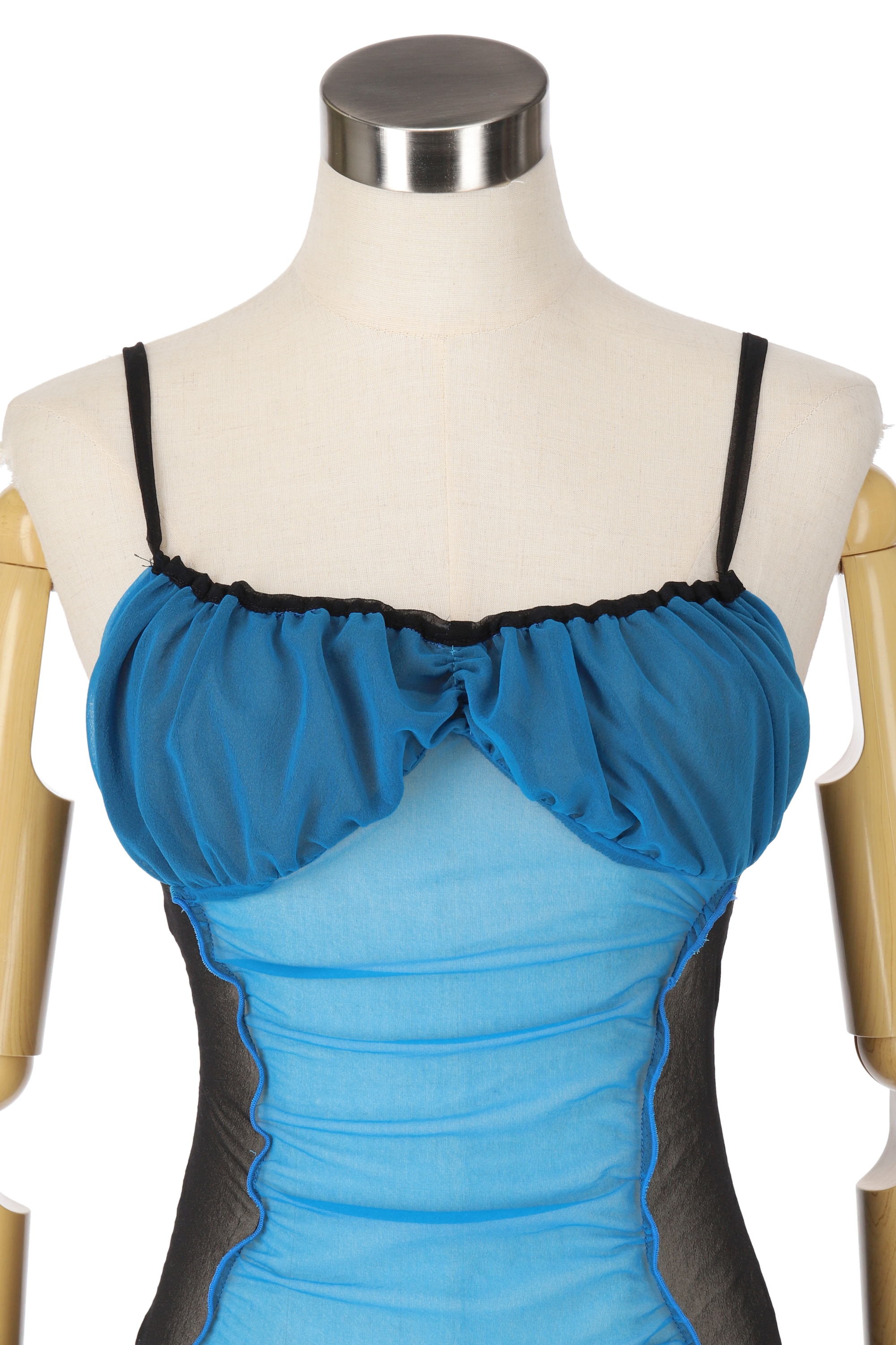 Sheer fit dress - Blue × Black