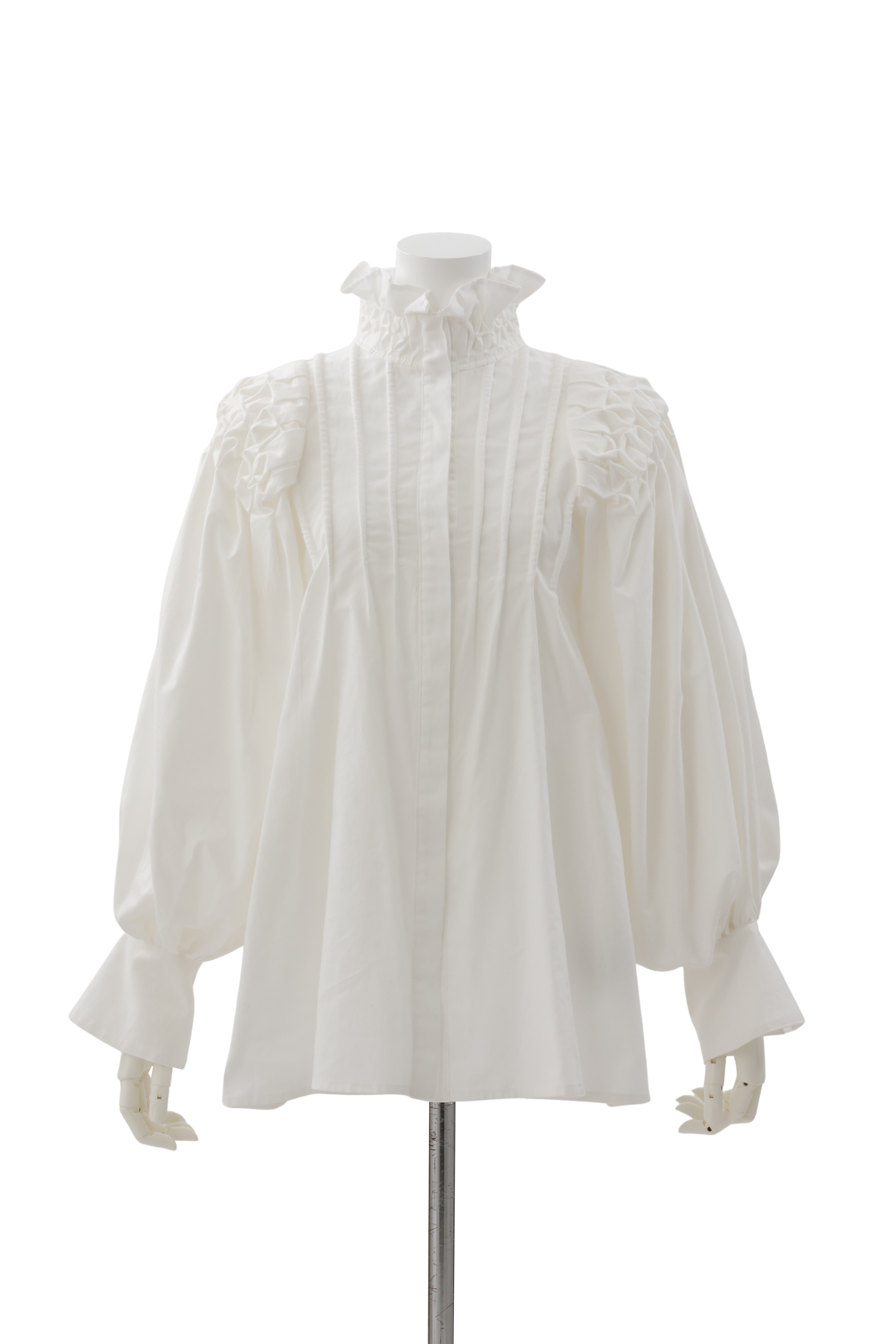 Standneck tuck shirt jacket - White
