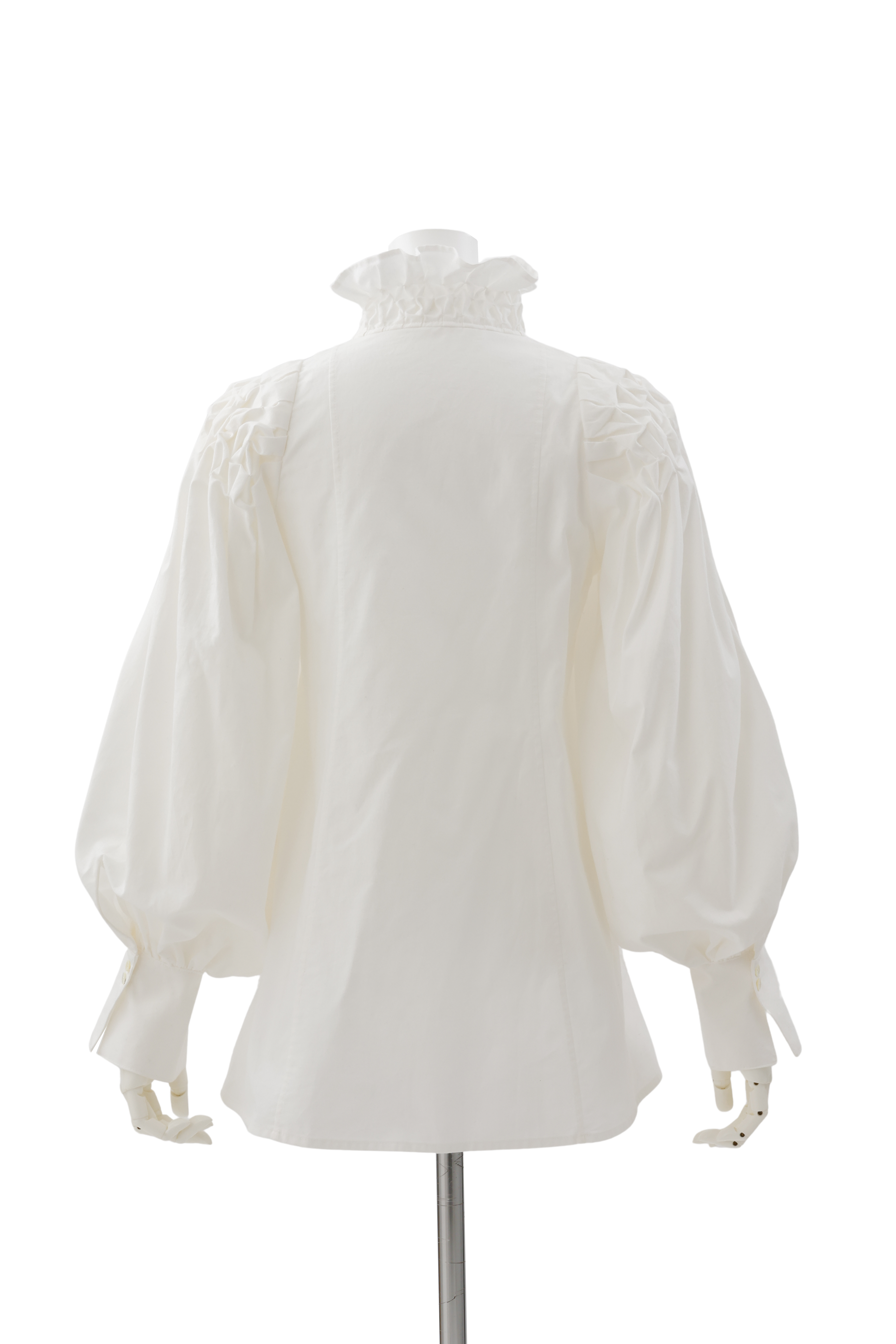 Standneck tuck shirt jacket - White