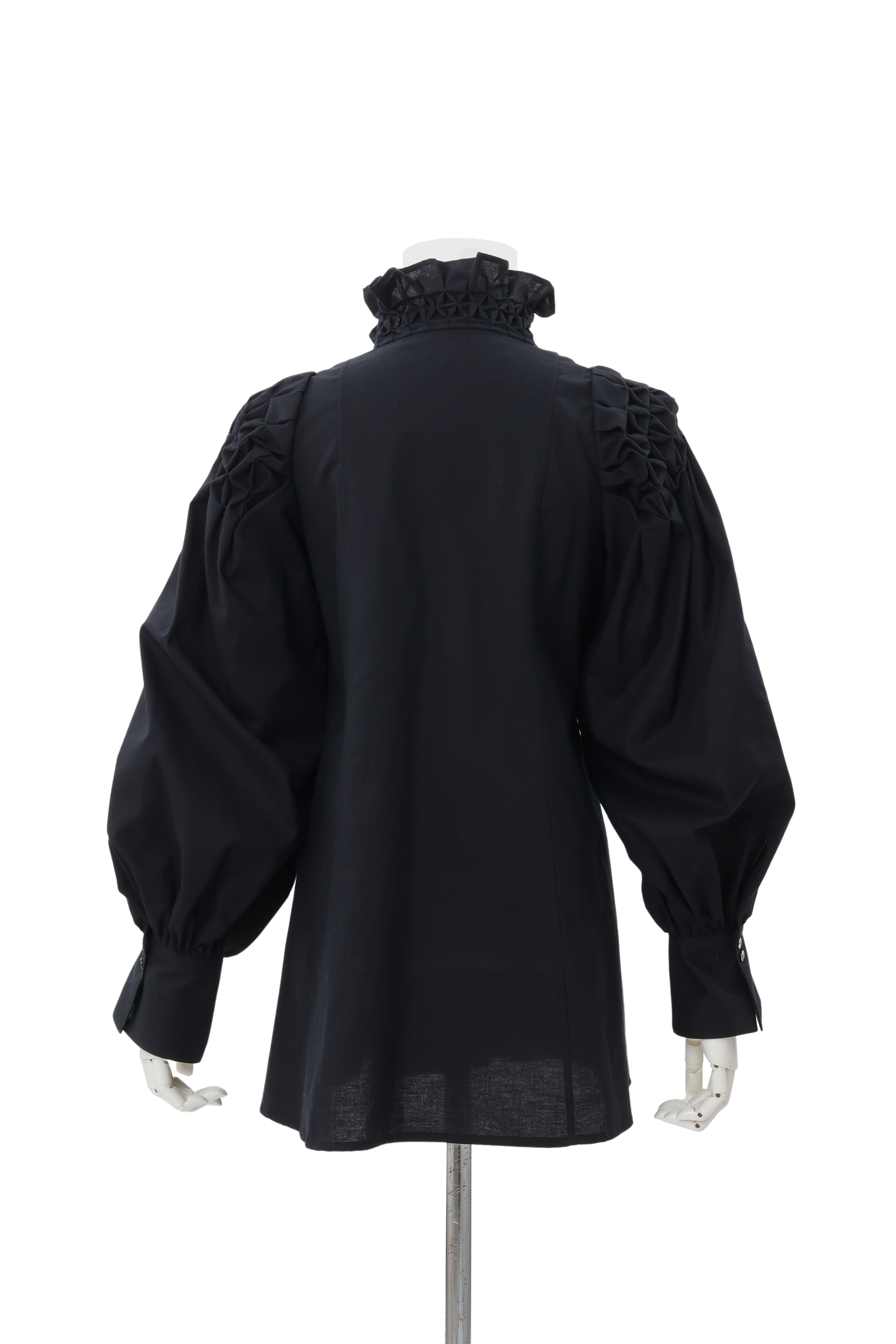 Standneck tuck shirt jacket - Black