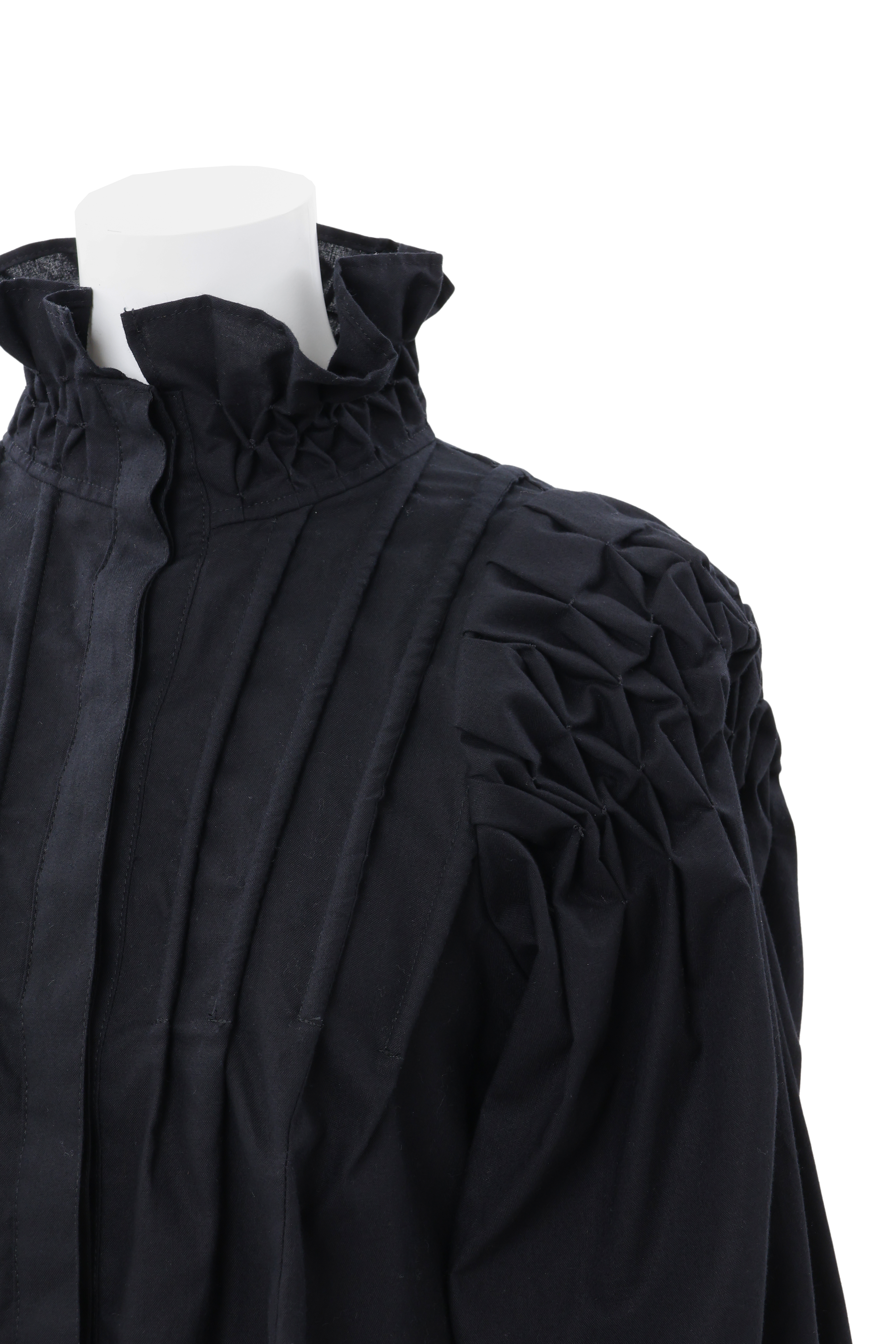Standneck tuck shirt jacket - Black