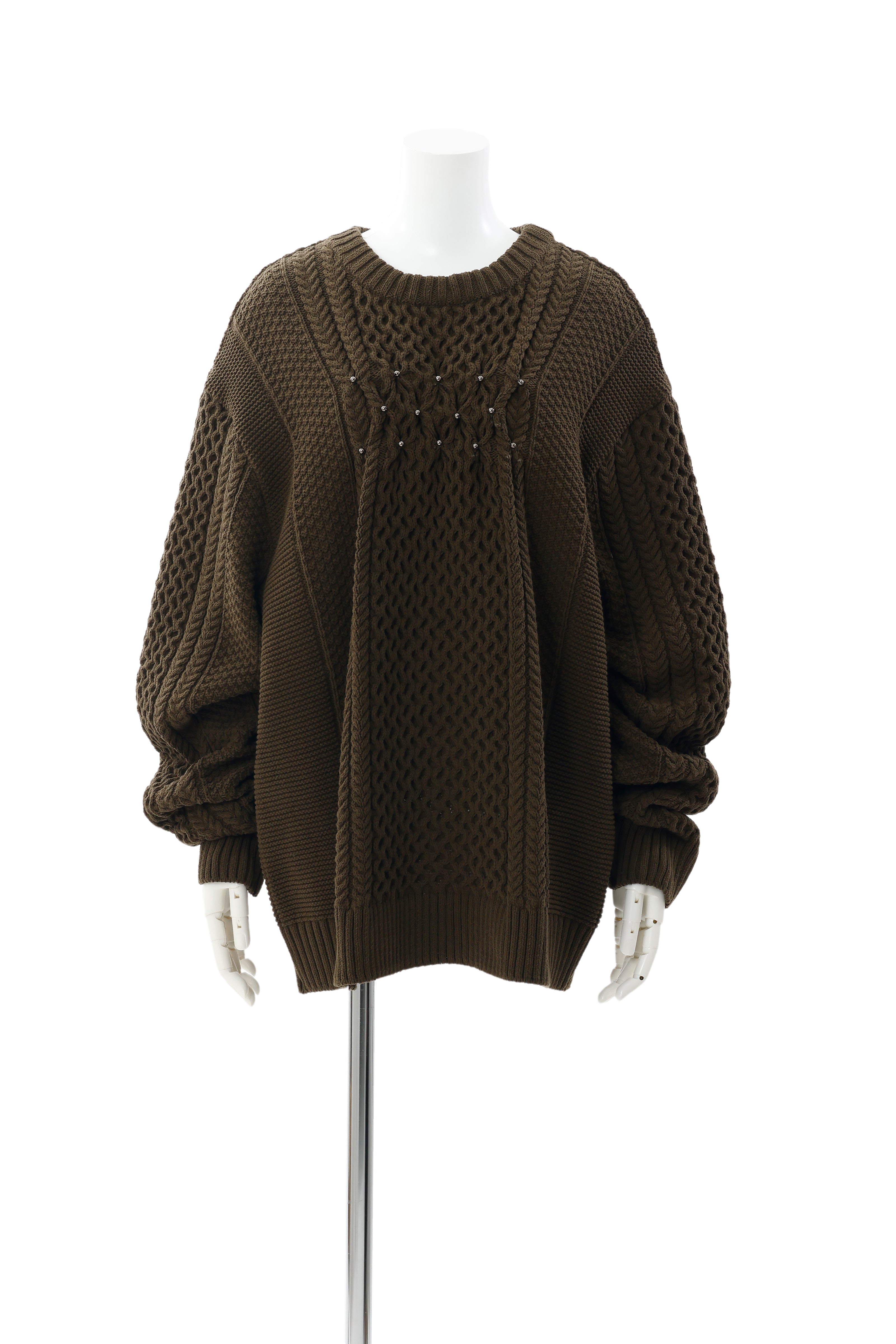 Back open aran knit - Khaki October delivery