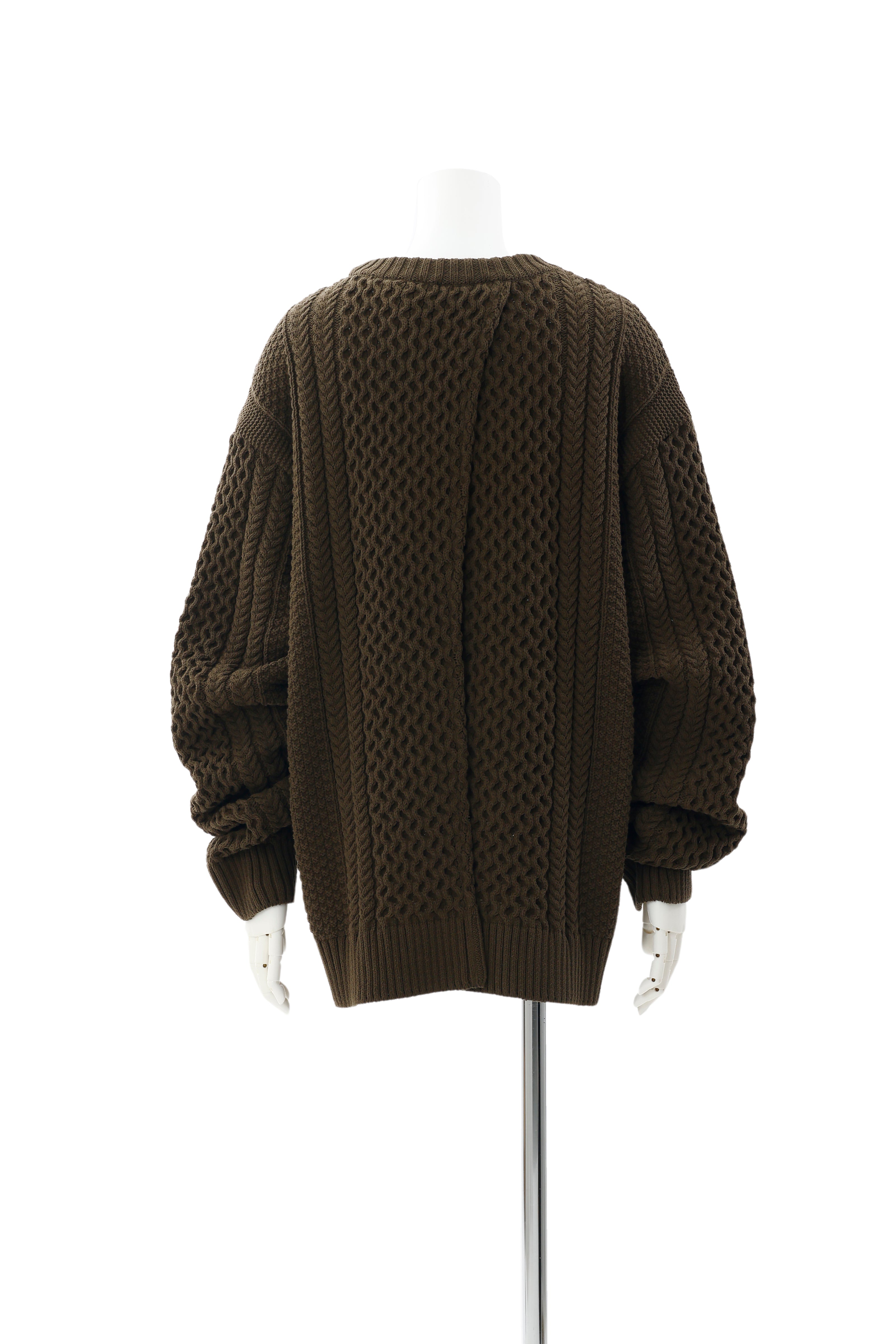 Back open aran knit - Khaki October delivery