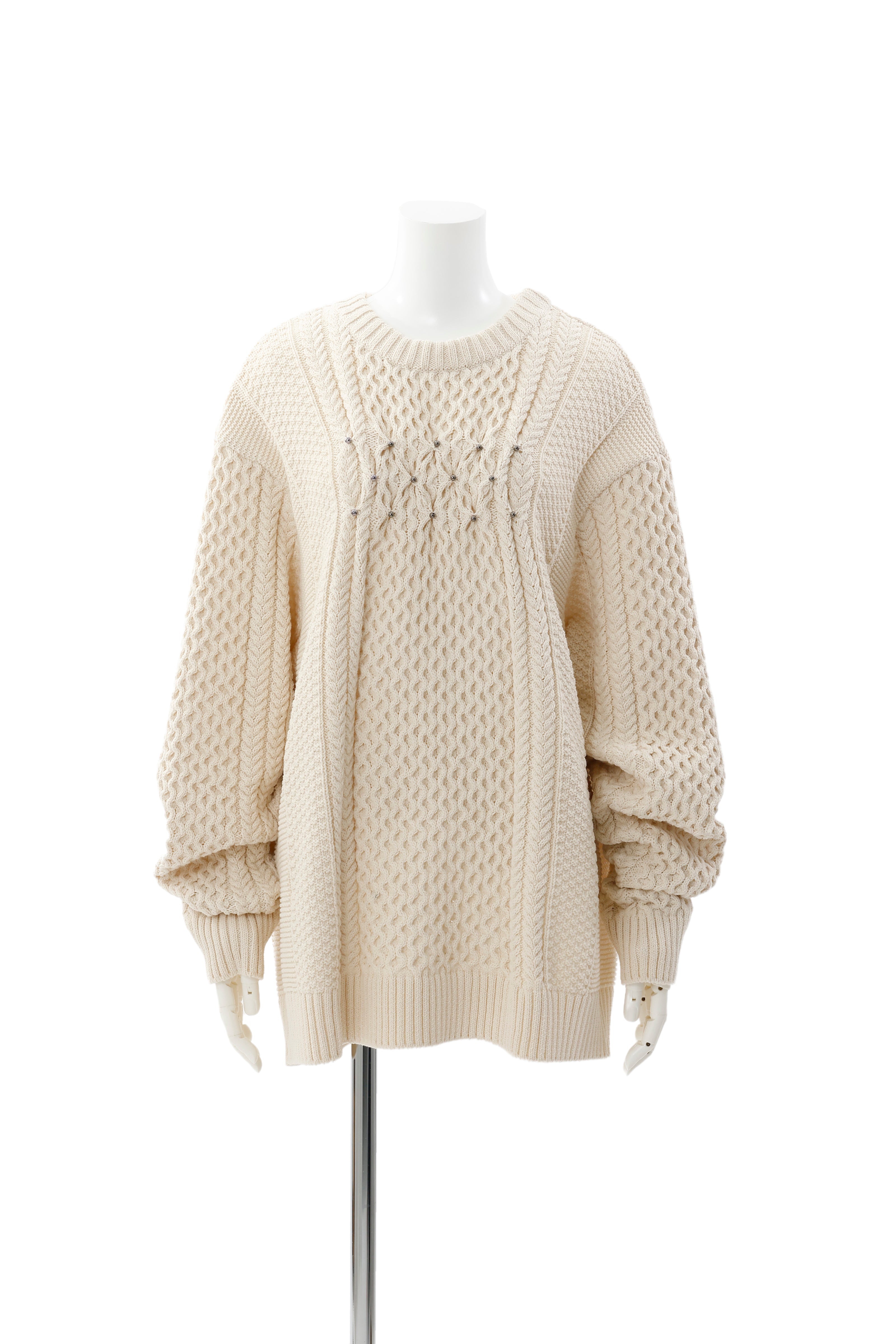 Back open aran knit - Ivory October delivery