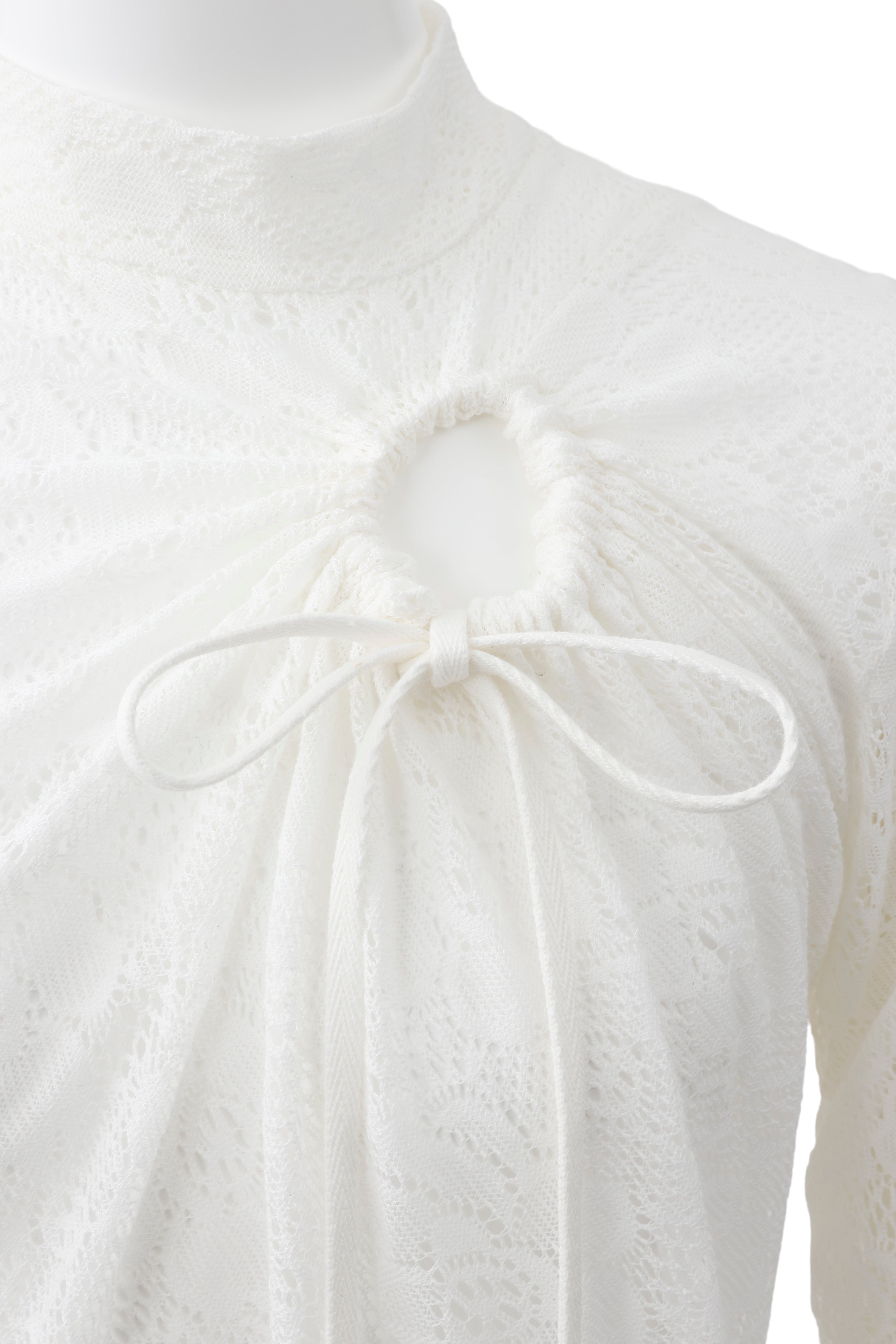 Hole lace skin top - White