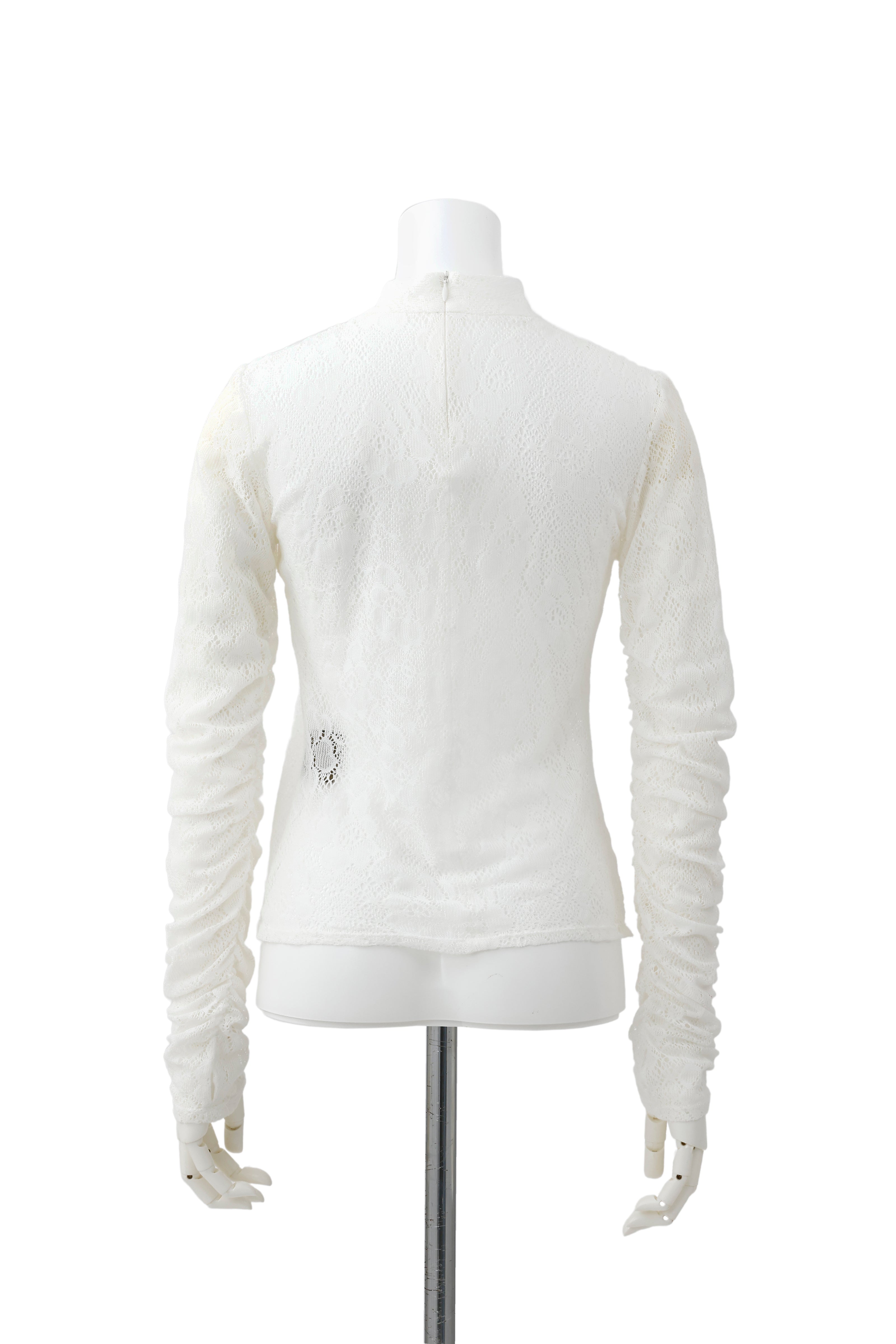 Hole lace skin top - White