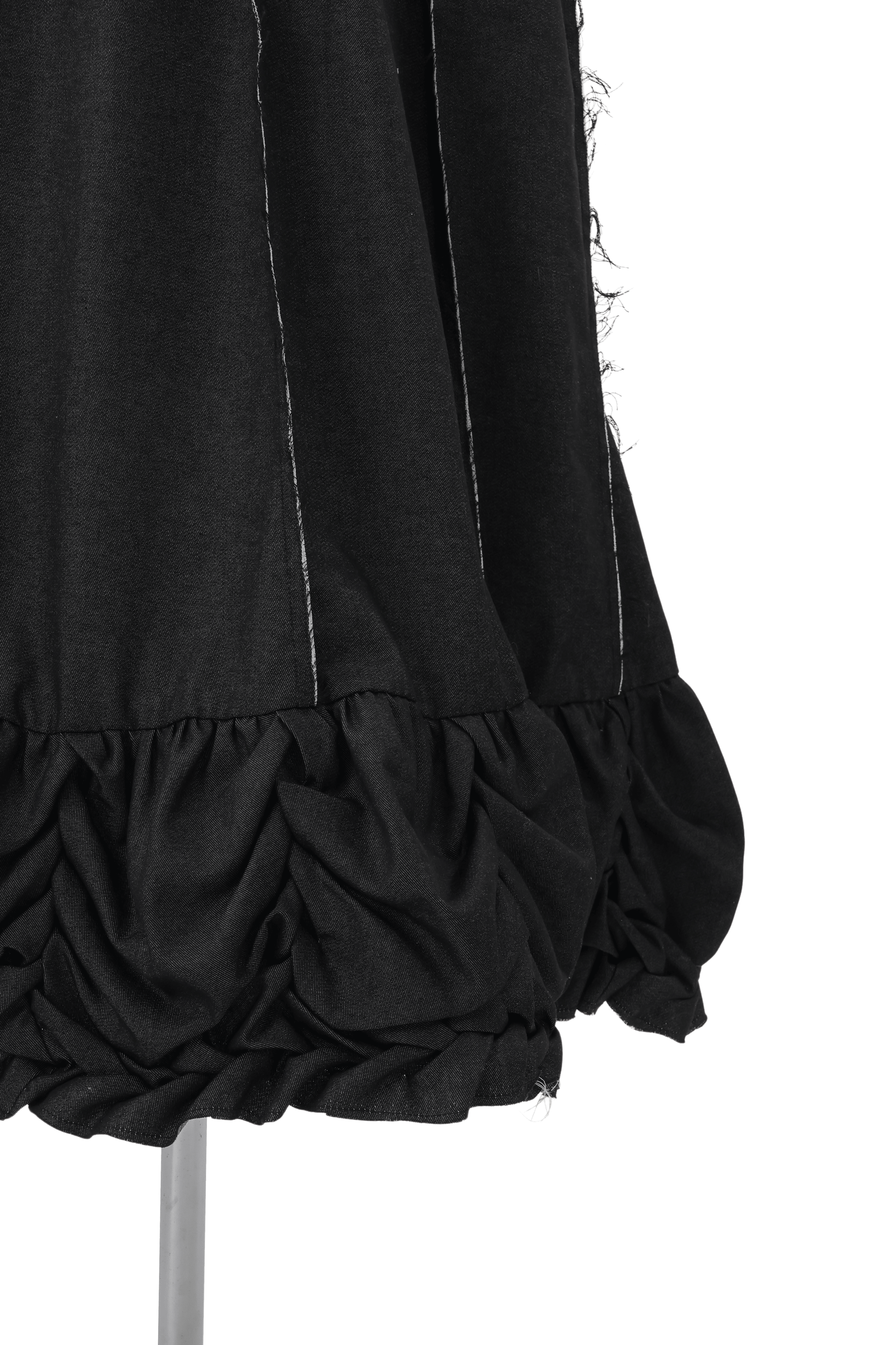 Smocking suspnder skirt - Black-denim
